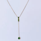 Daen Bezel Emerald Lariat Necklace