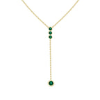 Daen Bezel Emerald Lariat Necklace