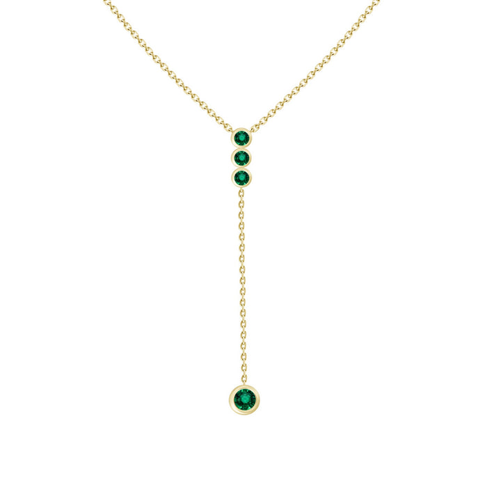 Daen Bezel Emerald Lariat Necklace