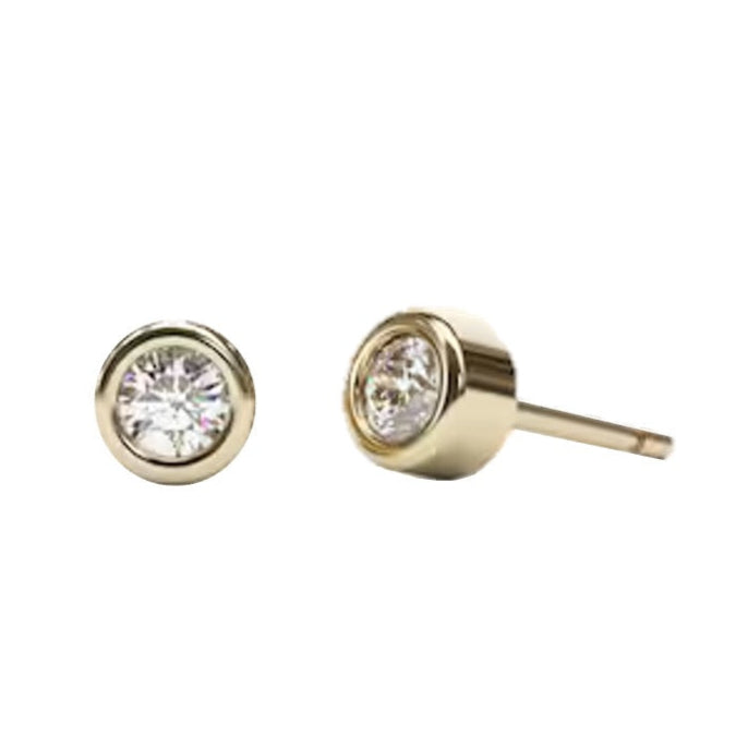 Daly Round Bezel Cubic Zirconia Baby Earrings