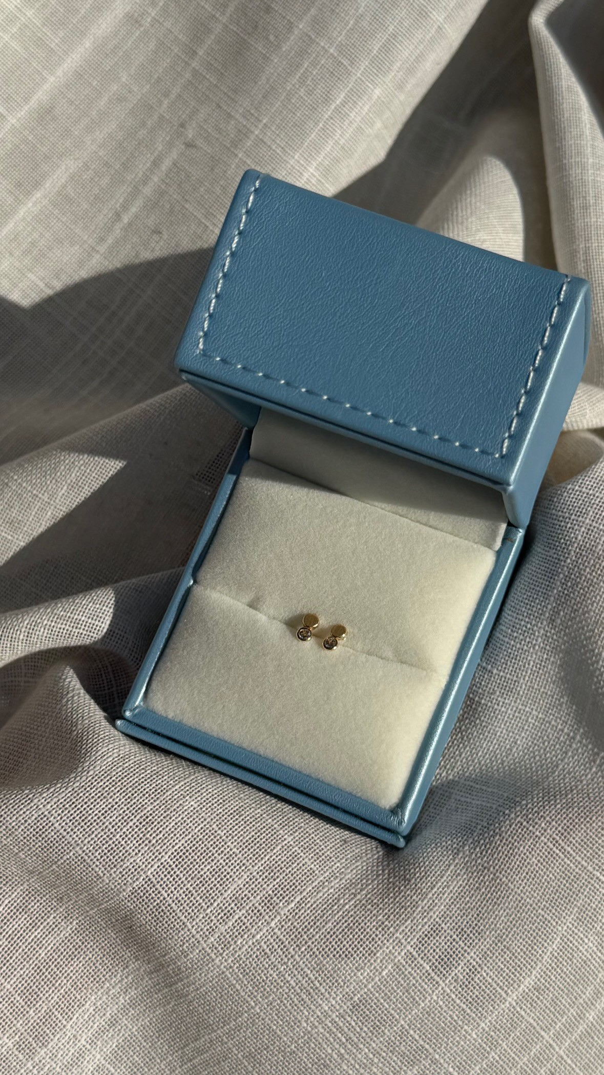 Baby Gold and Cubic Zirconia Earrings