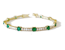 Load image into Gallery viewer, Eiza Emerald Diamond Tennis Bracelet 5.6 ct
