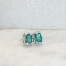 Load image into Gallery viewer, Amaya Emerald Diamond Studs
