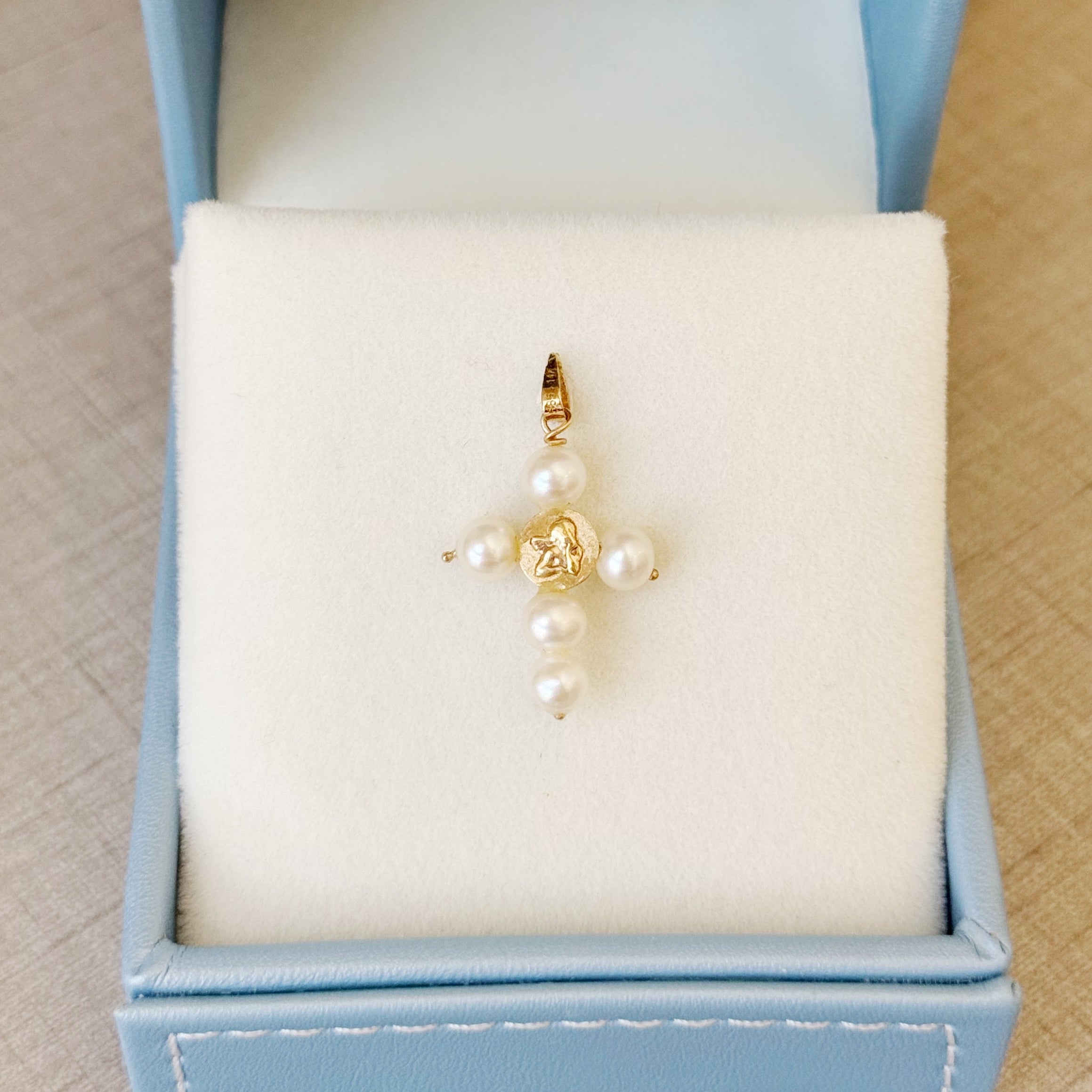 Angel Pearl Cross Charm