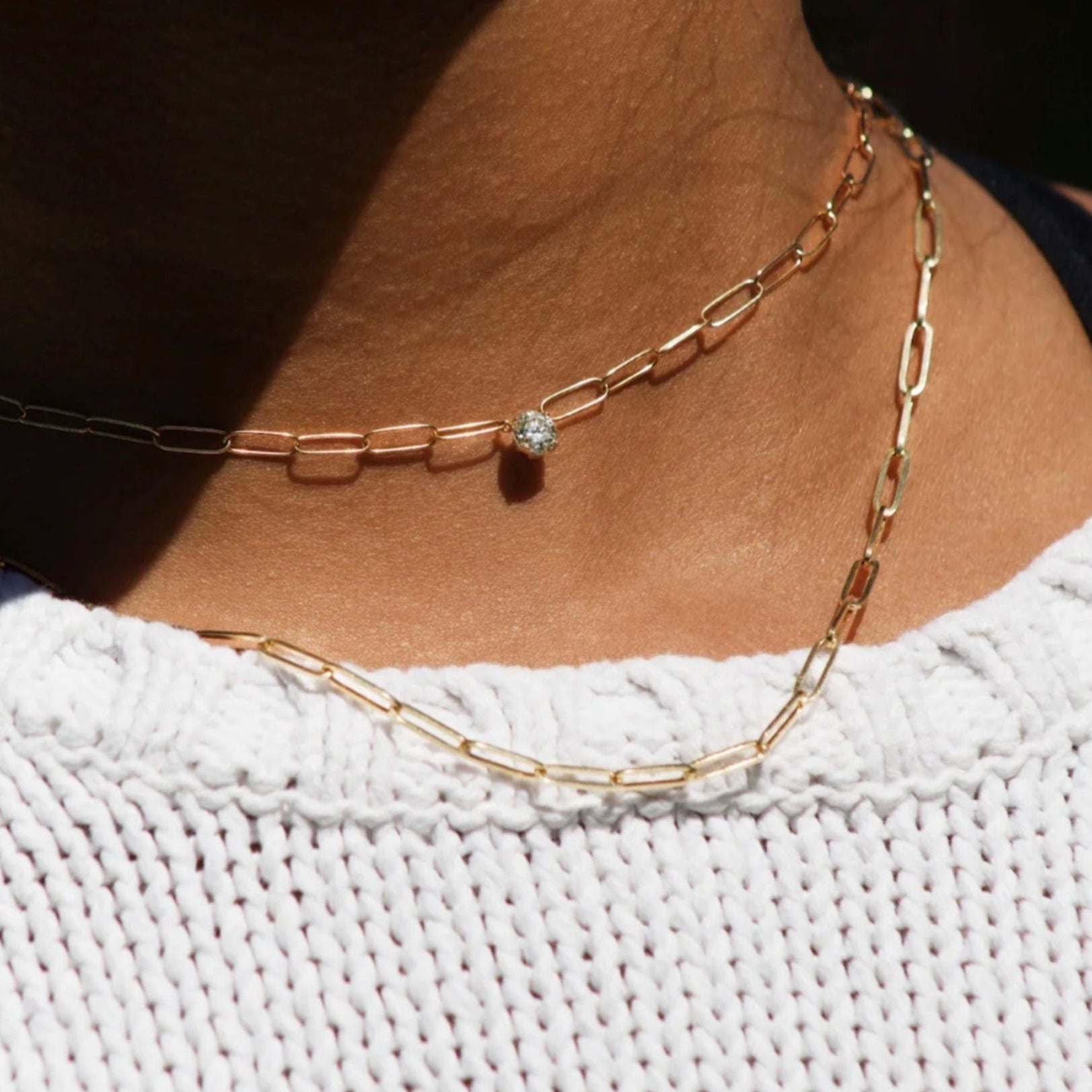 Franchesca Diamond Paper Clip Necklace