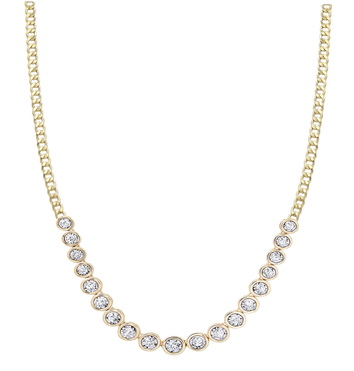 Guada Half Bezel Diamond Cuban Necklace