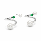 Orbit Pearl and Emerald Convertible Earrings