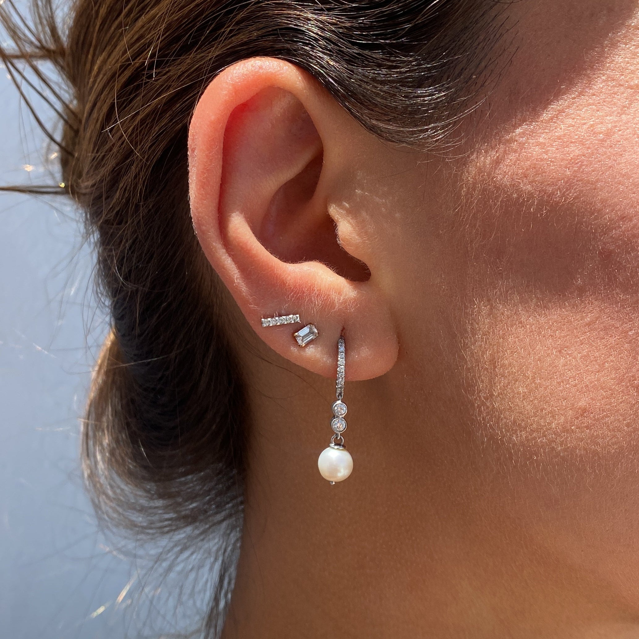 Cassie Pearl Diamond Earrings