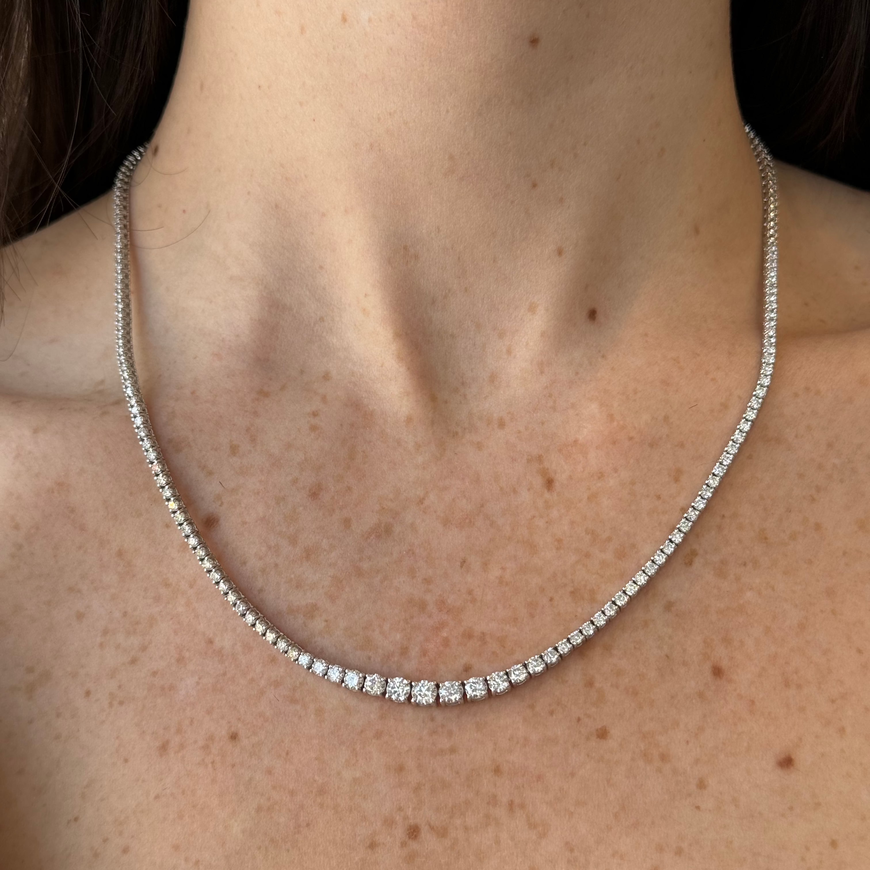 Elia Half Diamond Riviera Tennis Necklace 4 ct