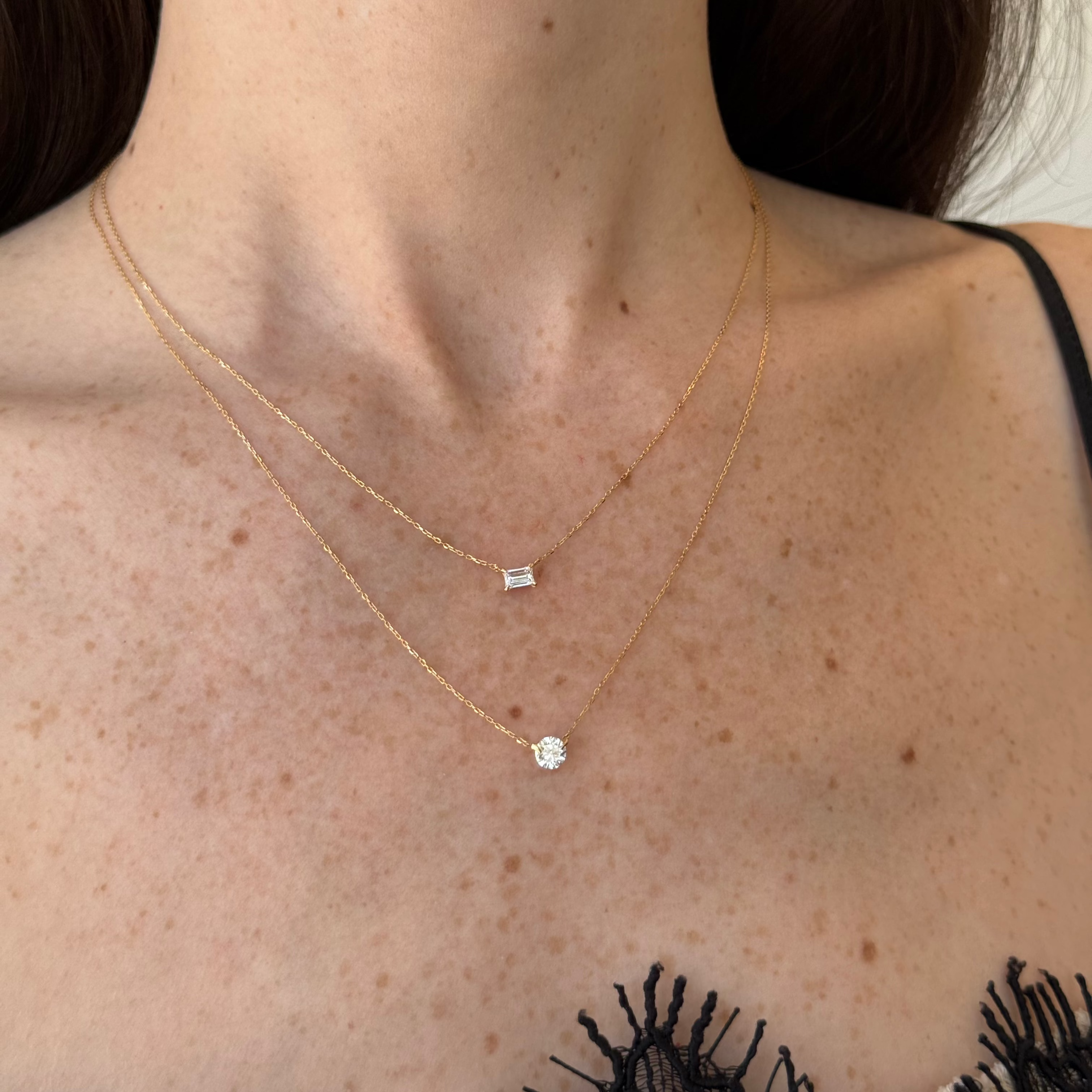 Enola Emerald Cut Diamond Necklace