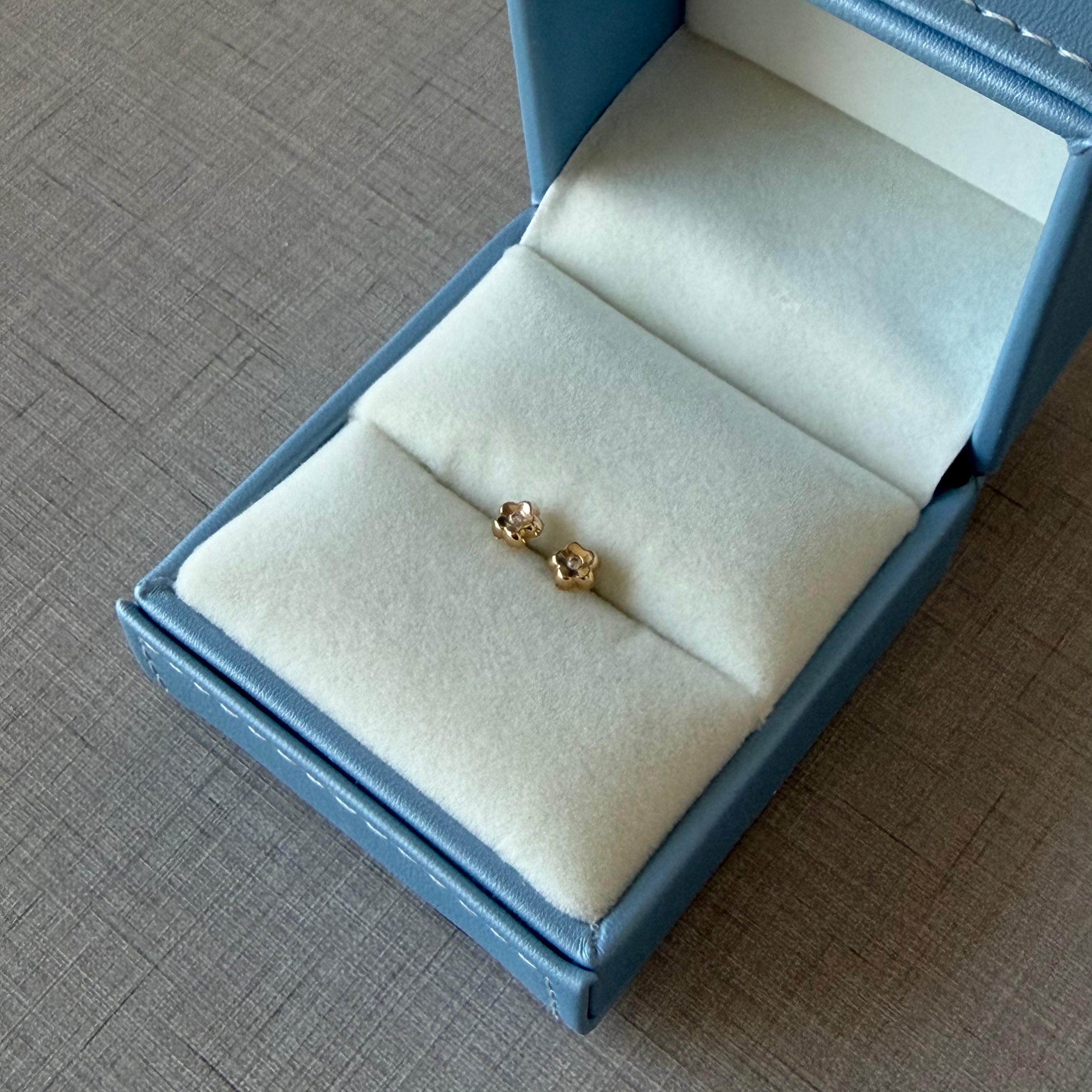 Baby Gold Flower Cubic Zirconia Earrings