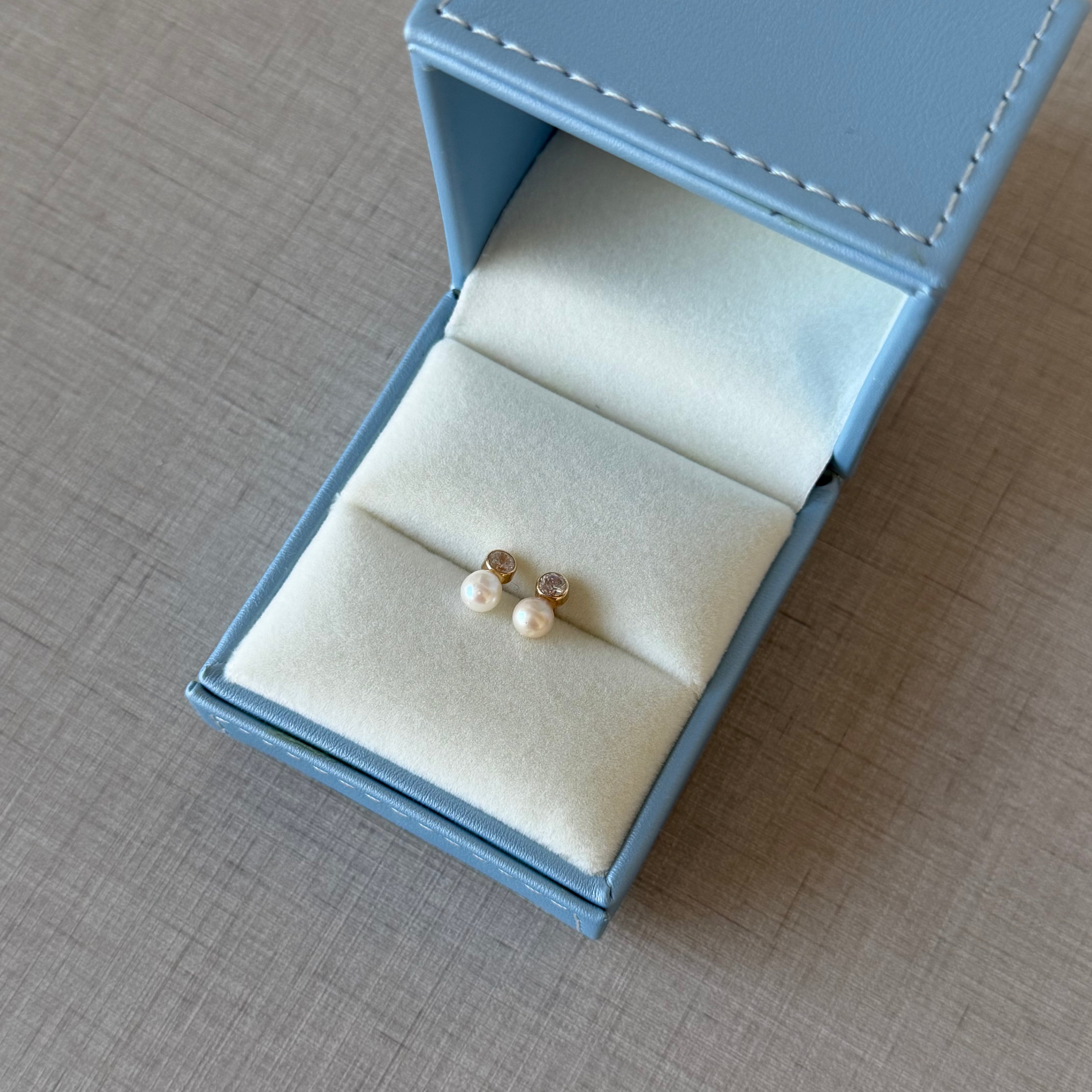 Baby Pearl and Cubic Zirconia Earrings