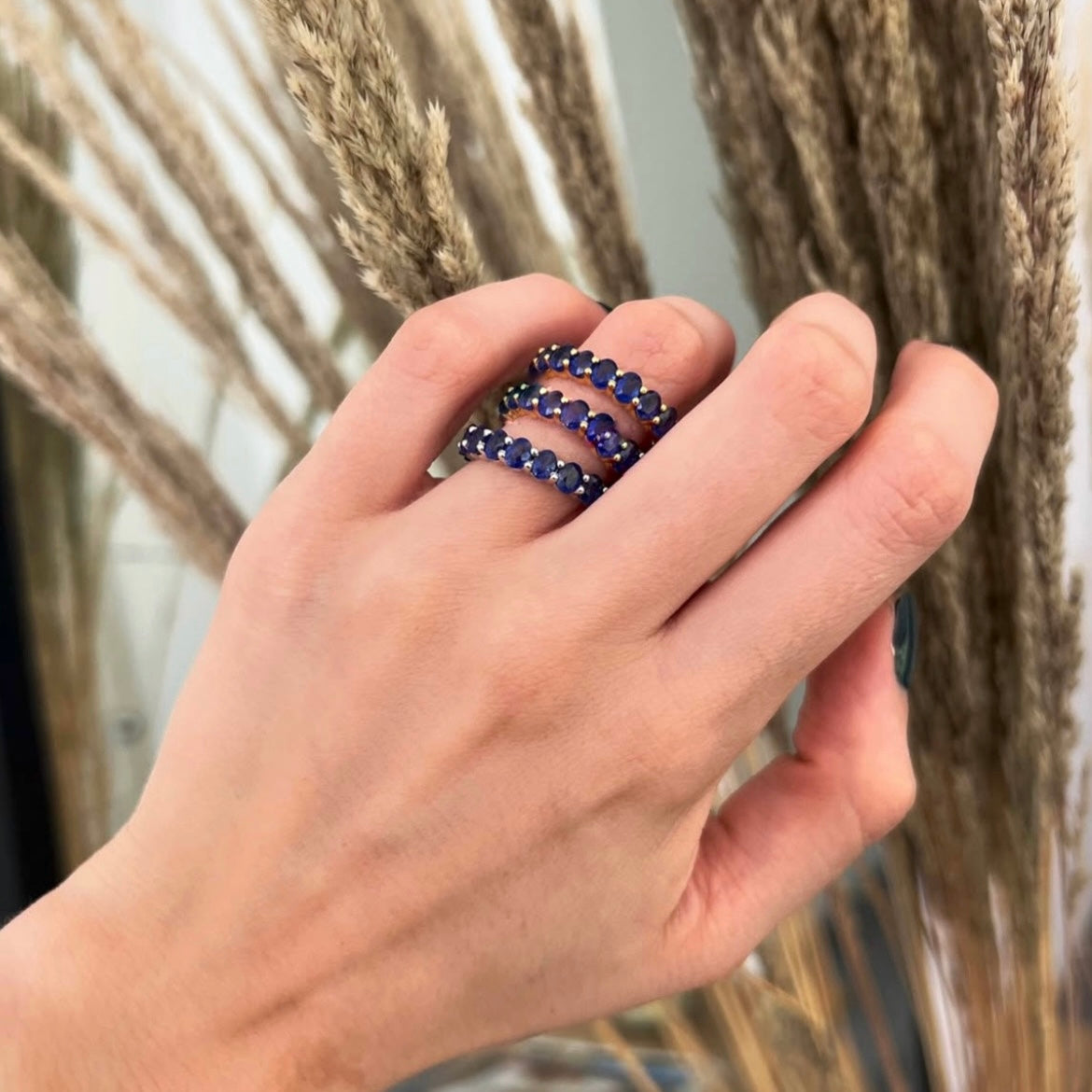 Penny Eternity Blue Sapphire Ring