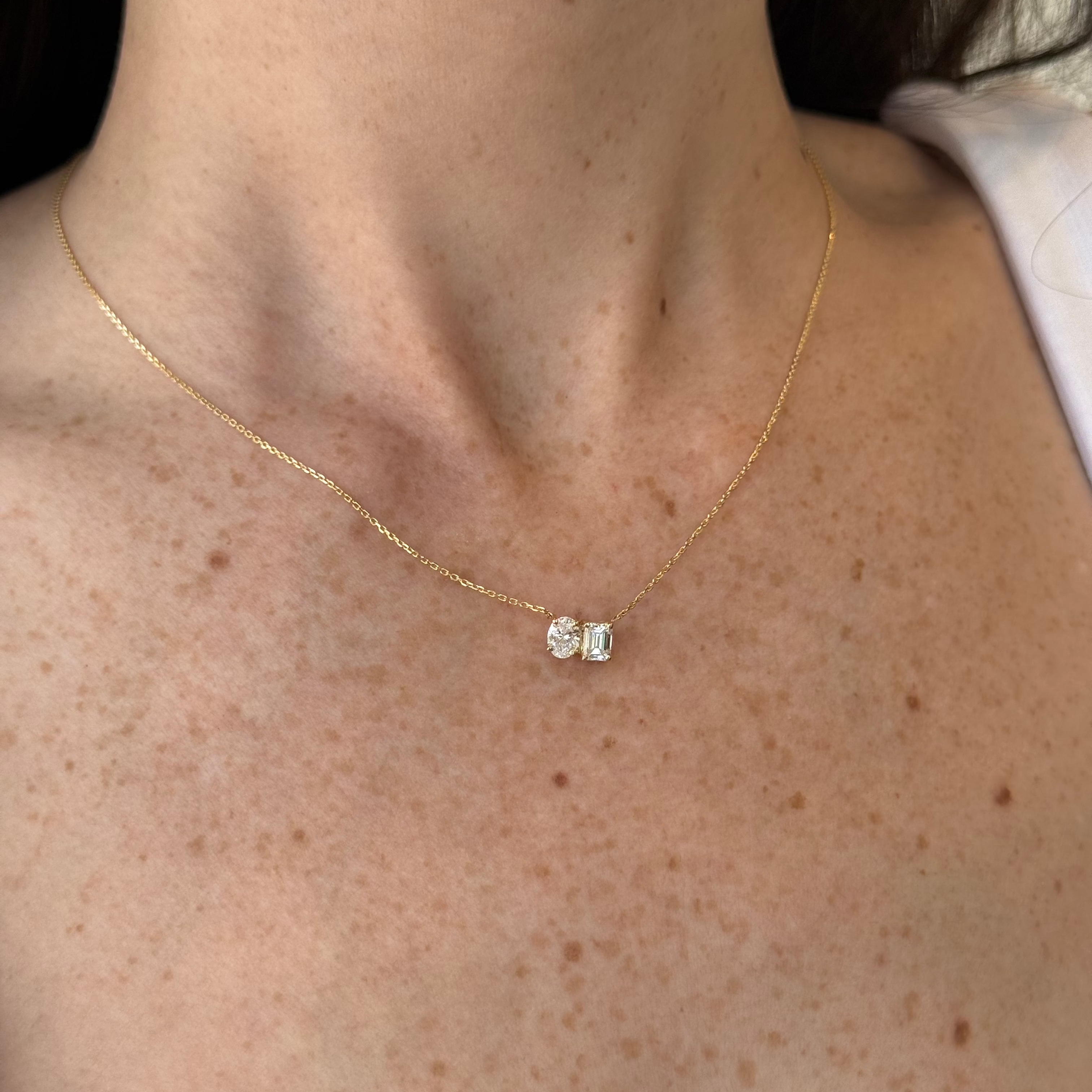 Anaeli Oval and Emerald Cut Diamond Necklace