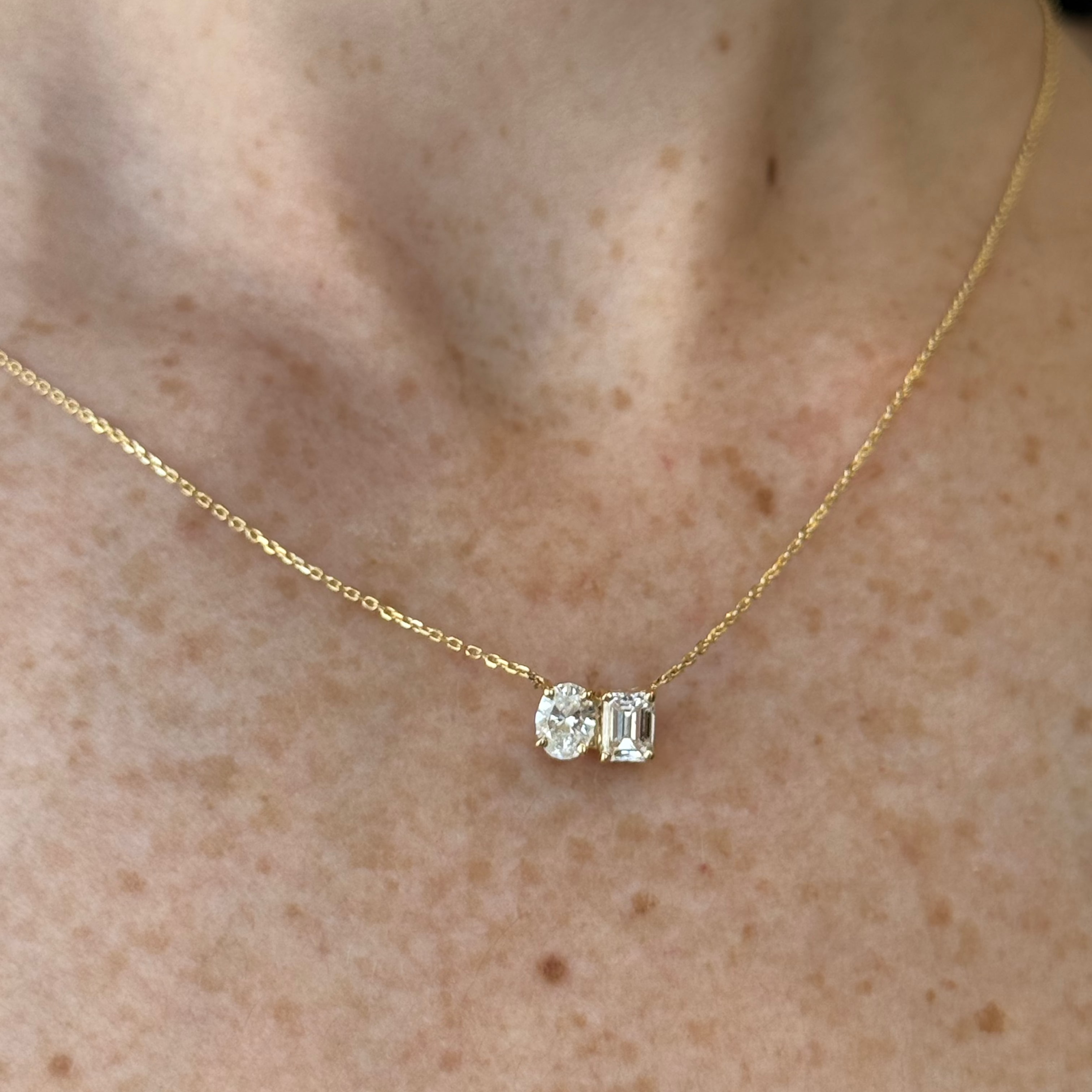 Anaeli Oval and Emerald Cut Diamond Necklace