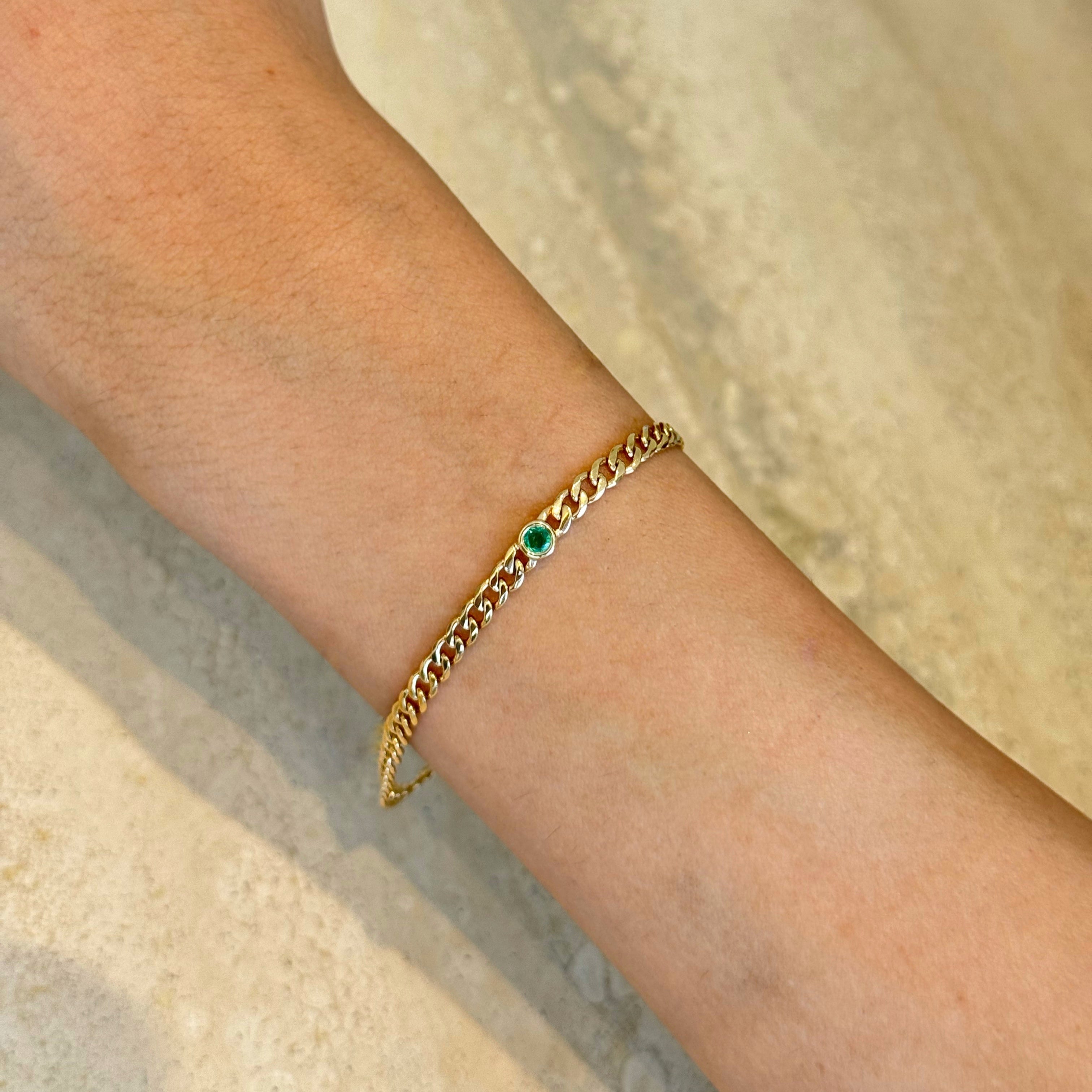 Fabiola Emerald Cuban Gold Bracelet
