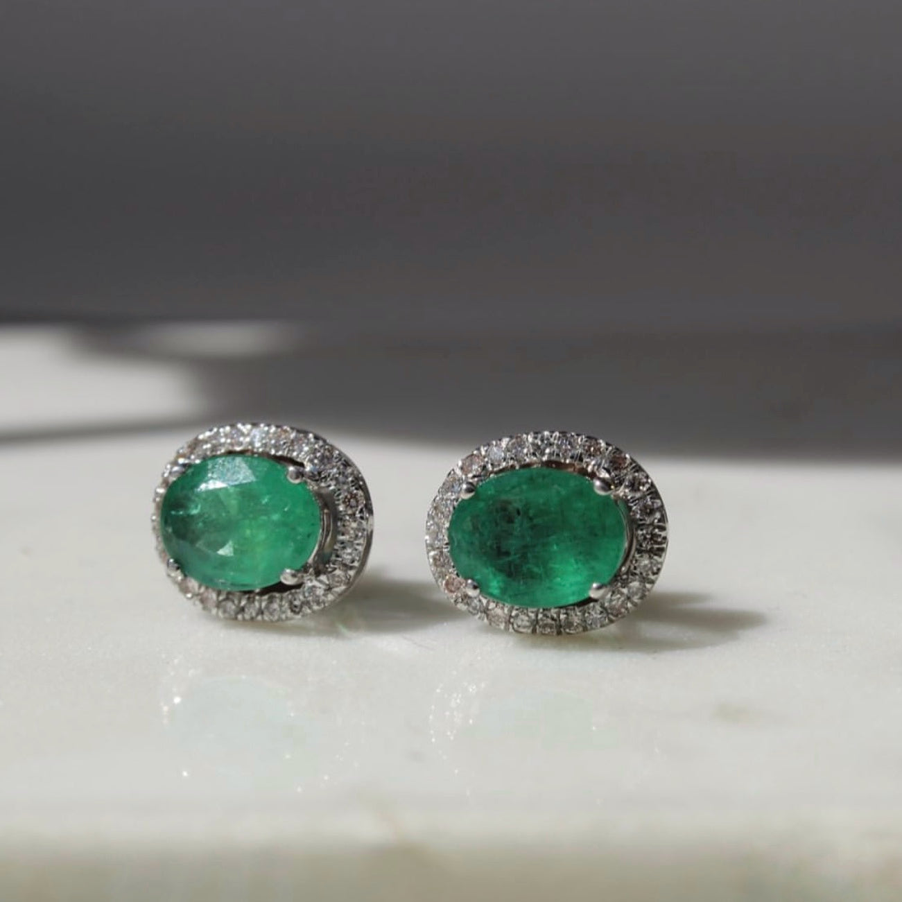 Portia Emerald Diamond Studs