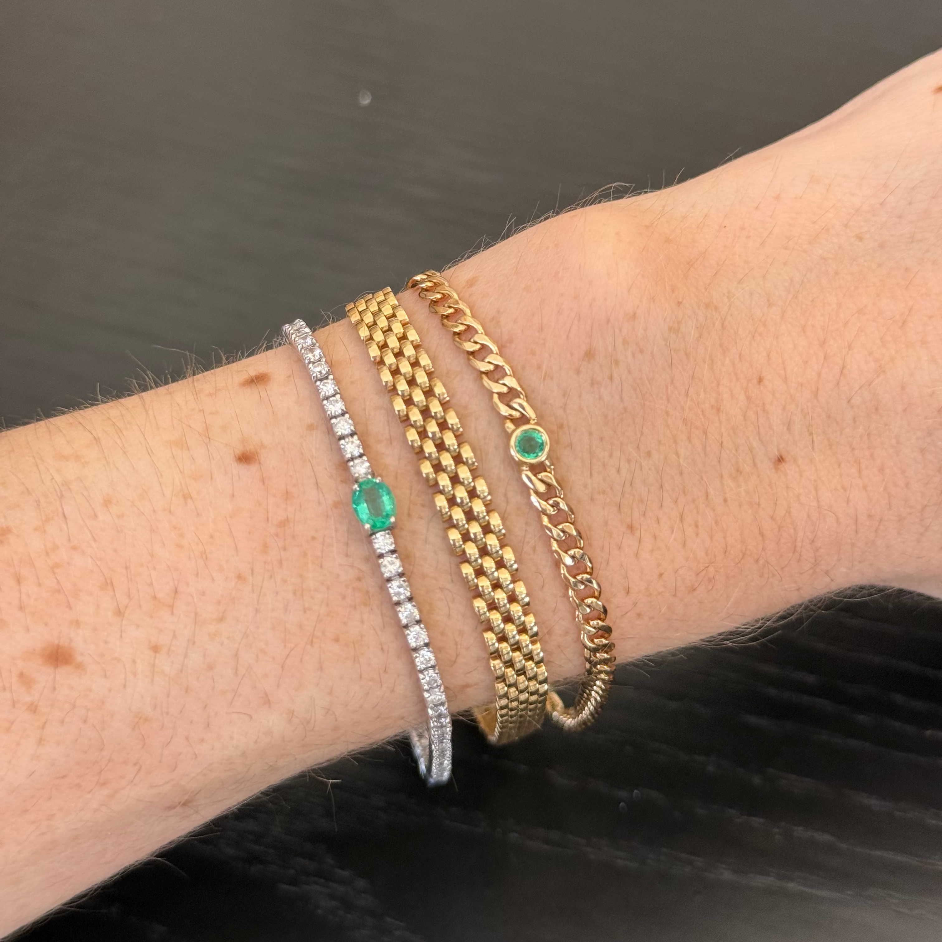 Fabiola Emerald Cuban Gold Bracelet
