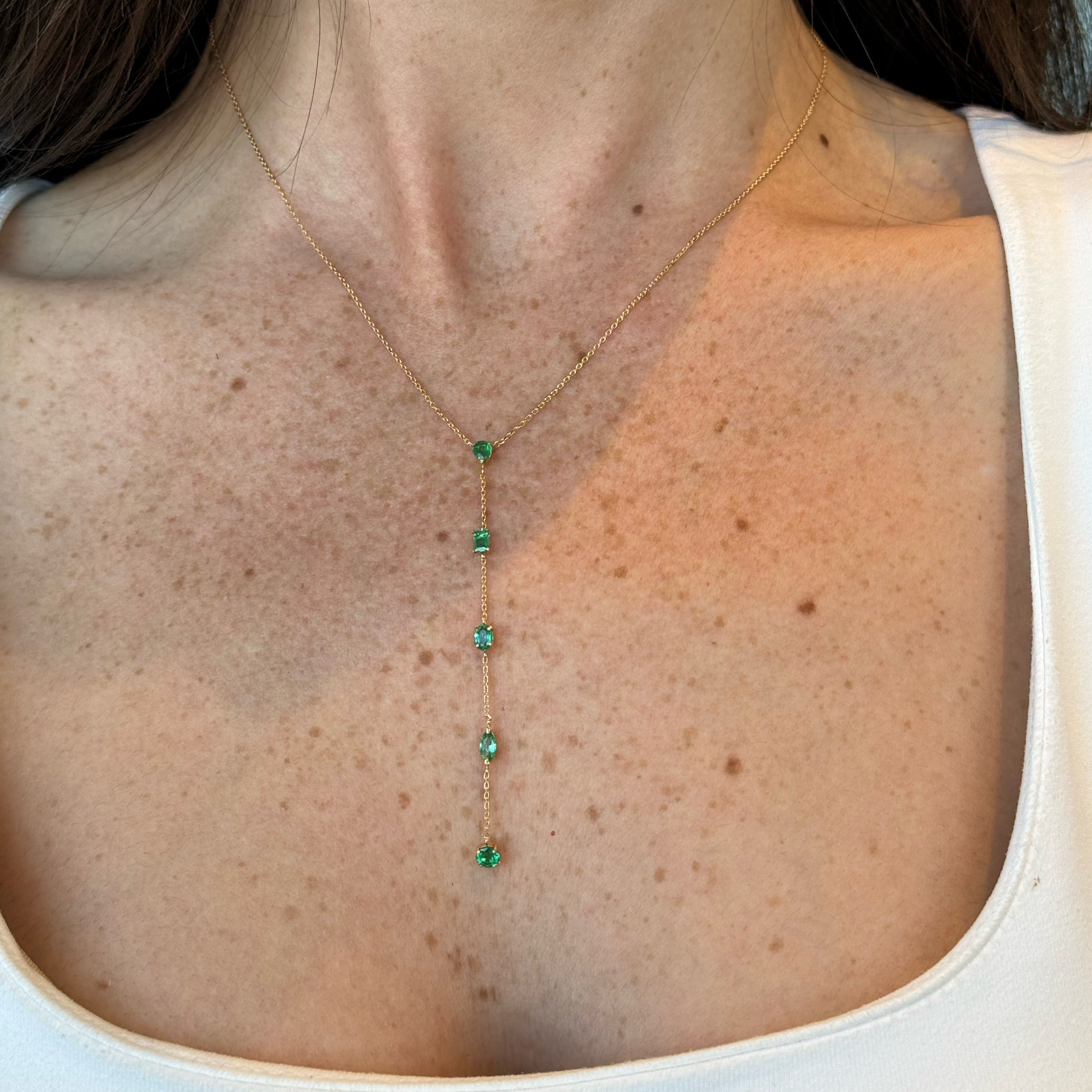 Vega Emerald Lariat Necklace