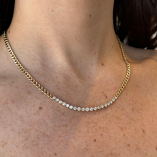 Load image into Gallery viewer, Guada Half Bezel Diamond Cuban Necklace
