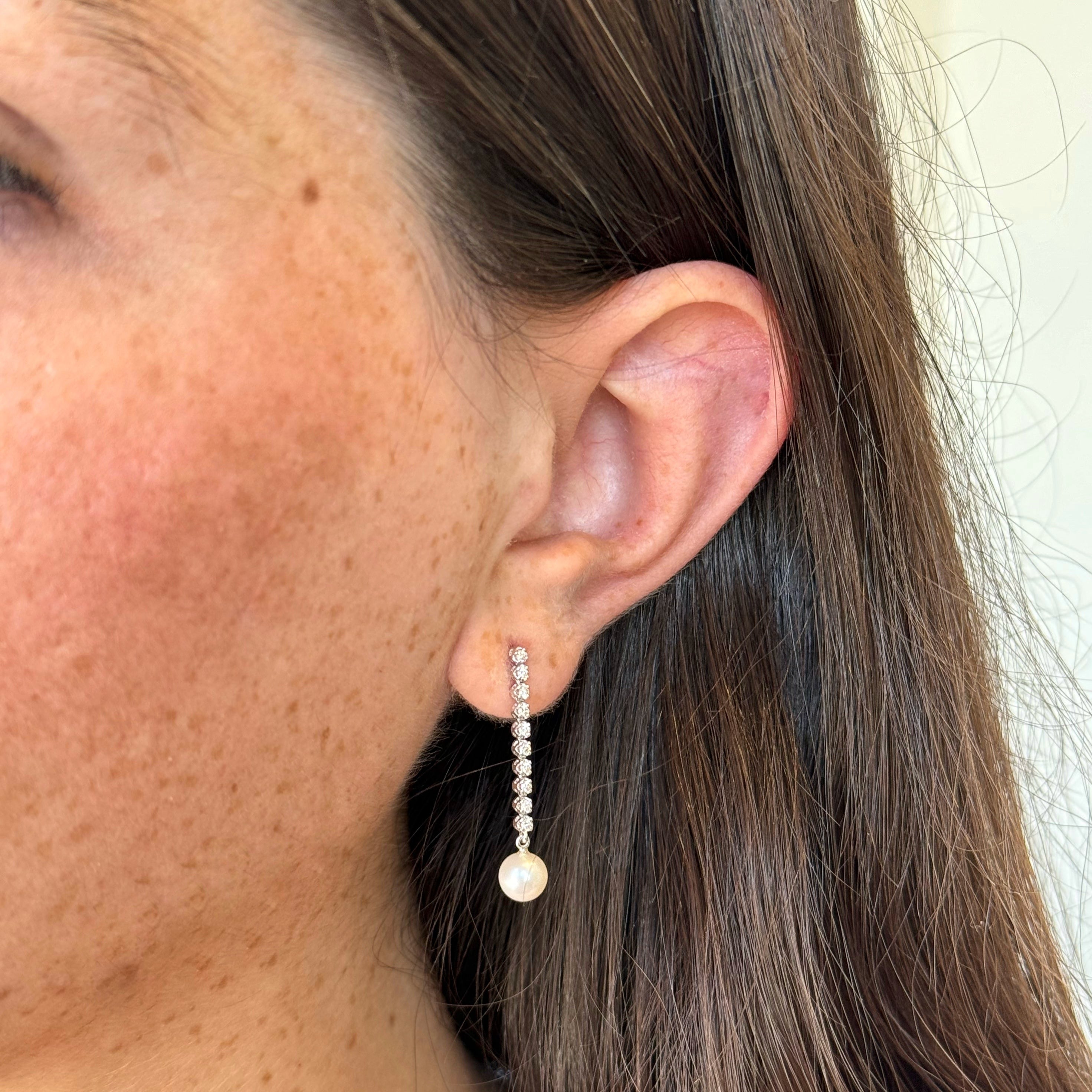 Selena Diamond Pearl Earrings