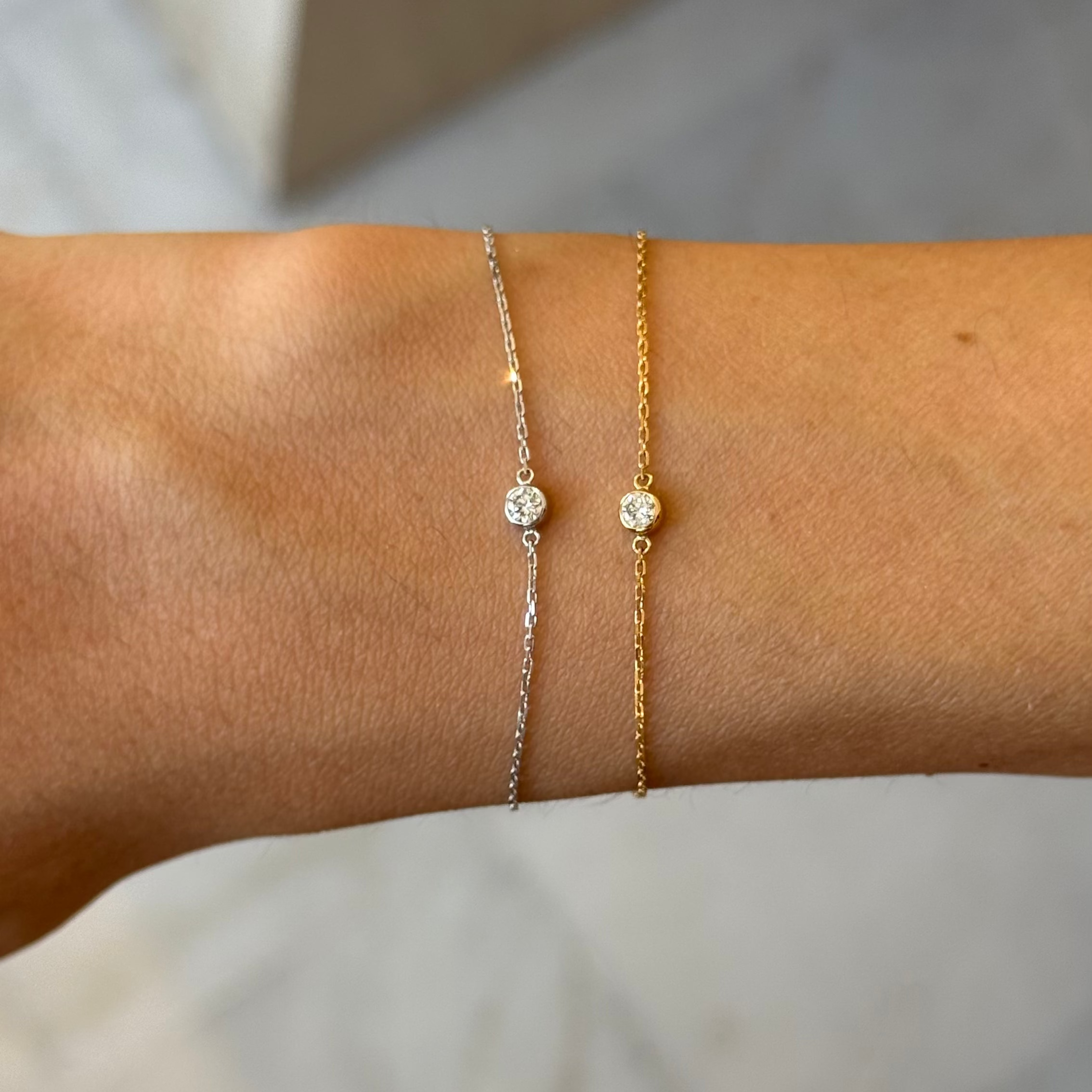 18KG Birthstone Diamond Chain Bracelet (April)