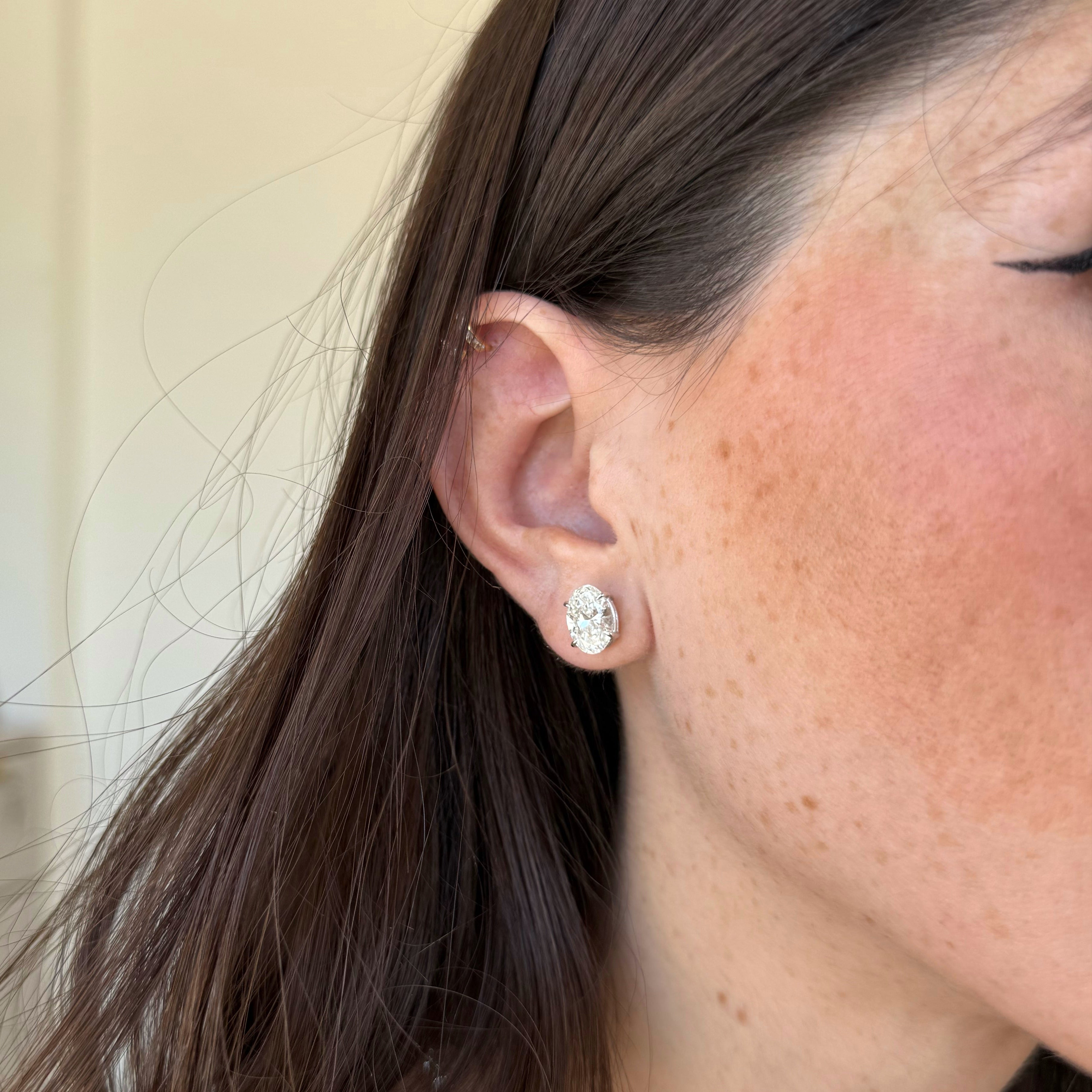 Oval Cut Lab Diamond Studs 4.0 ct.