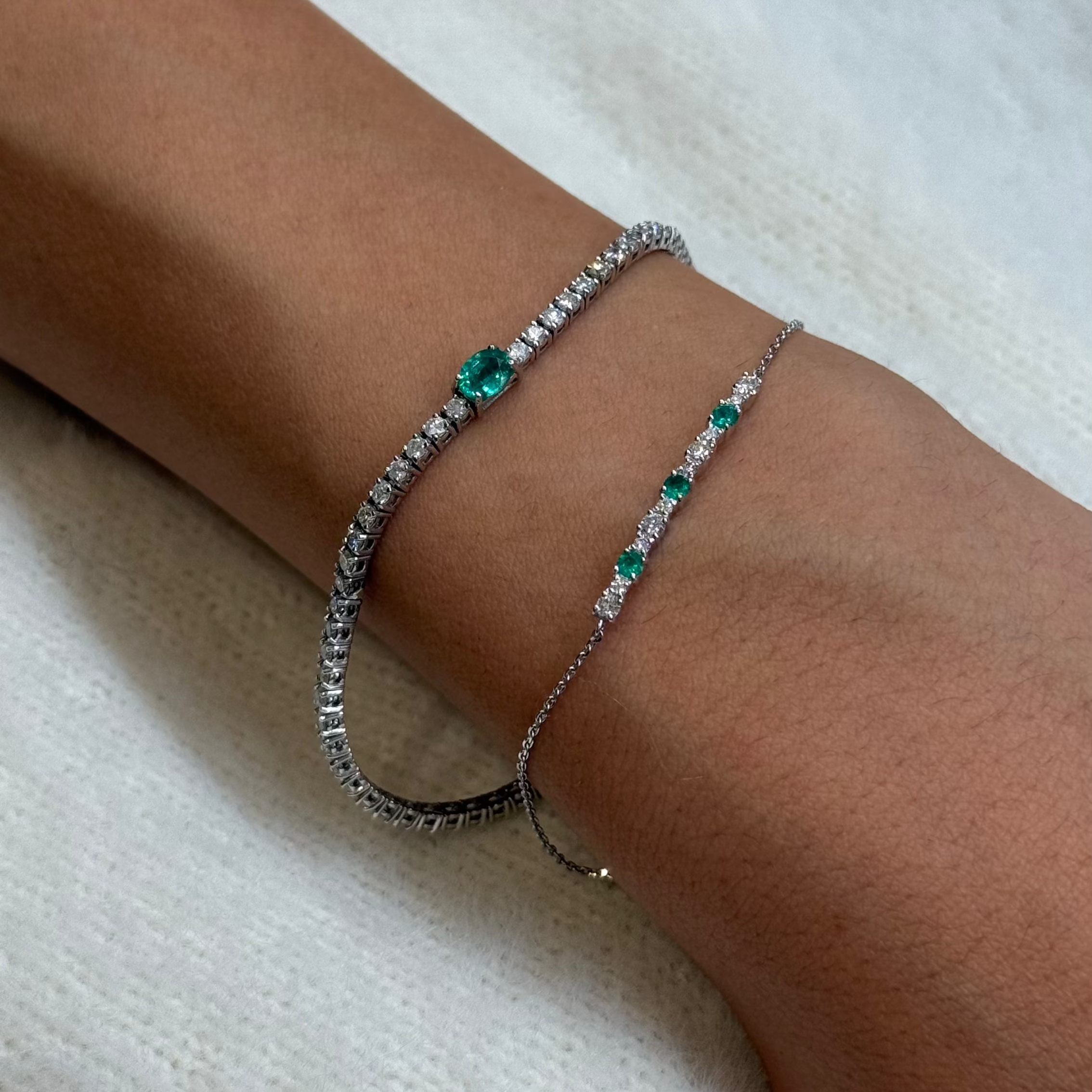 Sylvie Emerald Diamond Tennis Bracelet 3.0 ct