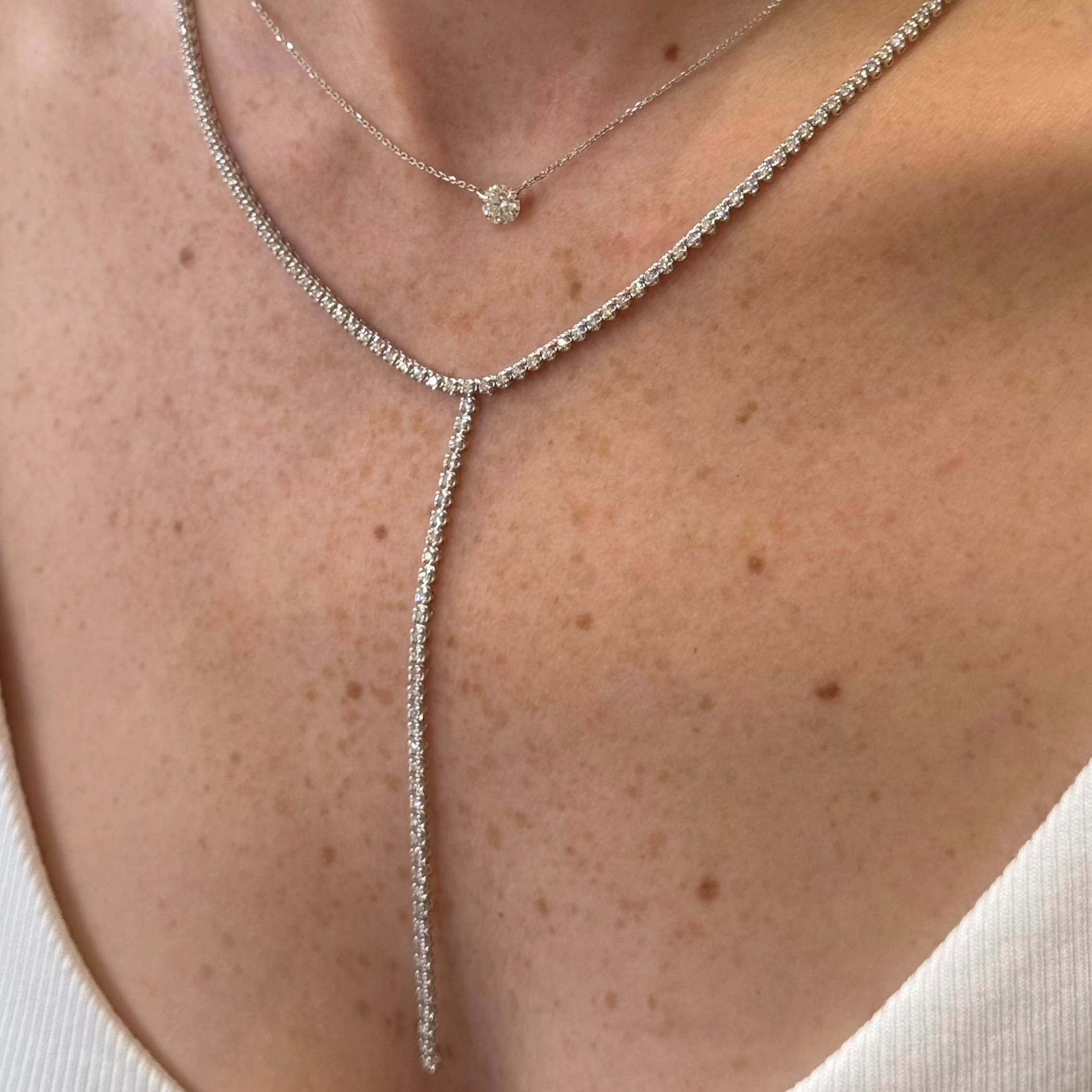 Cecil Half Diamond Lariat Tennis Necklace 1.50 ct.