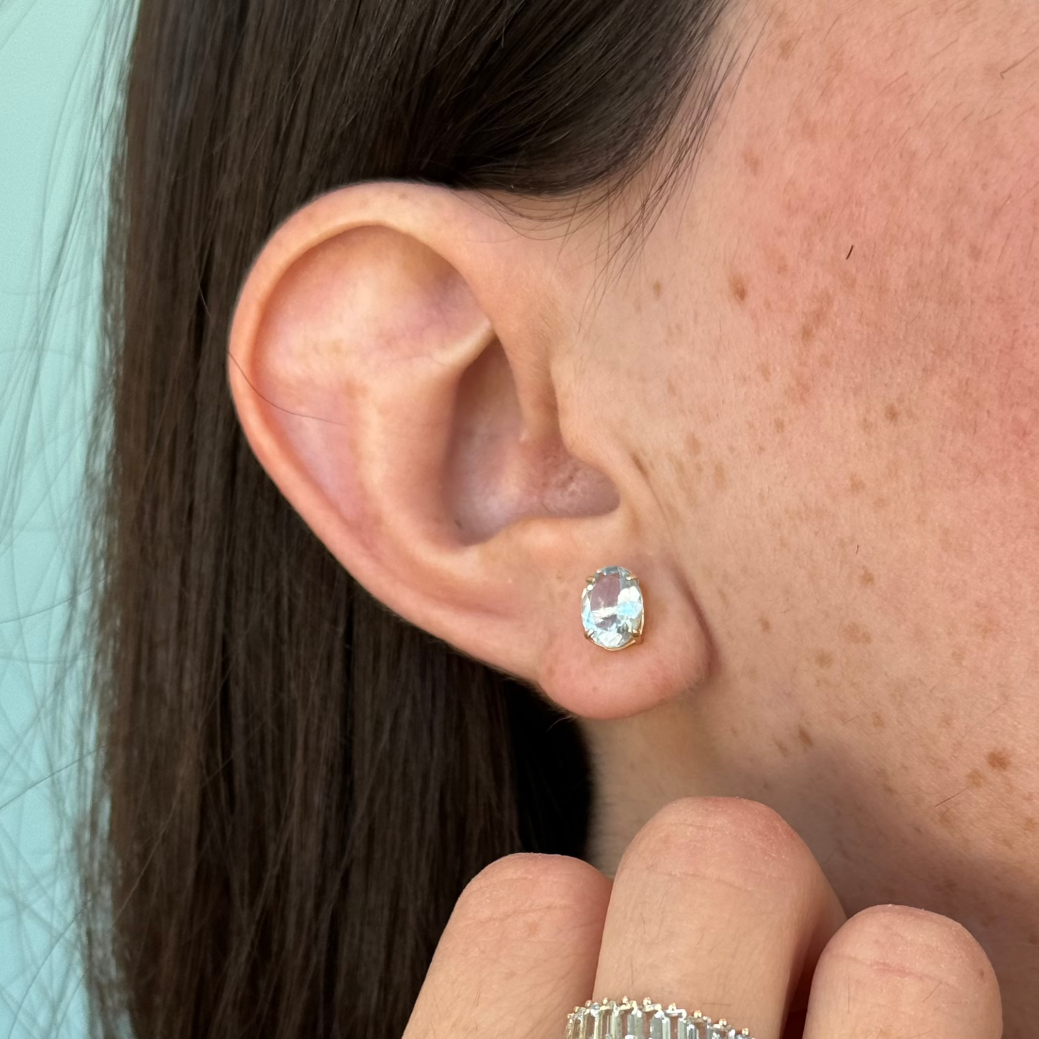 Aqua Oval Studs