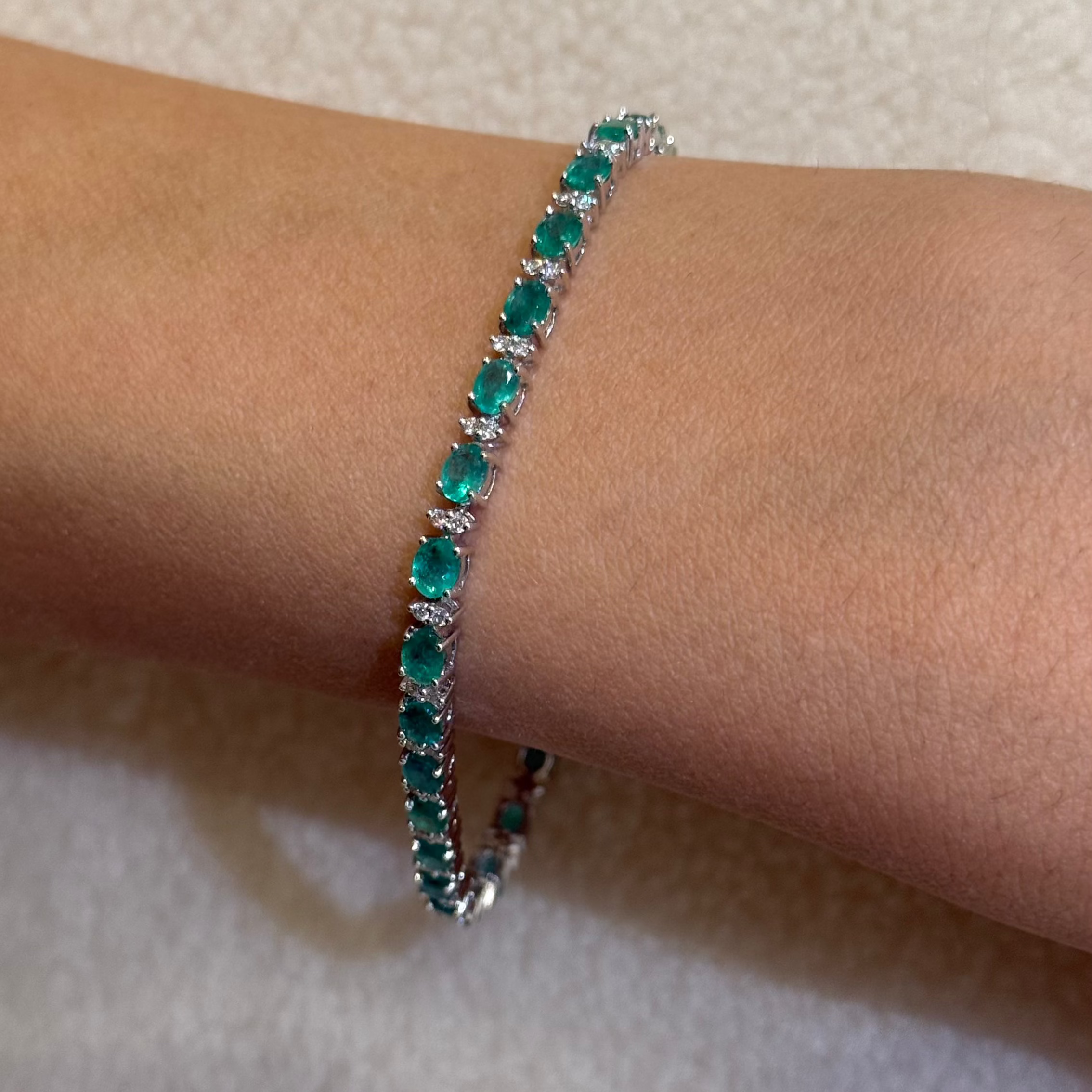 Amira Emerald Diamond Tennis Bracelet 4.72 ct.