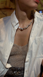 Selene Wavy Silver Necklace with Lab Diamond 2ct