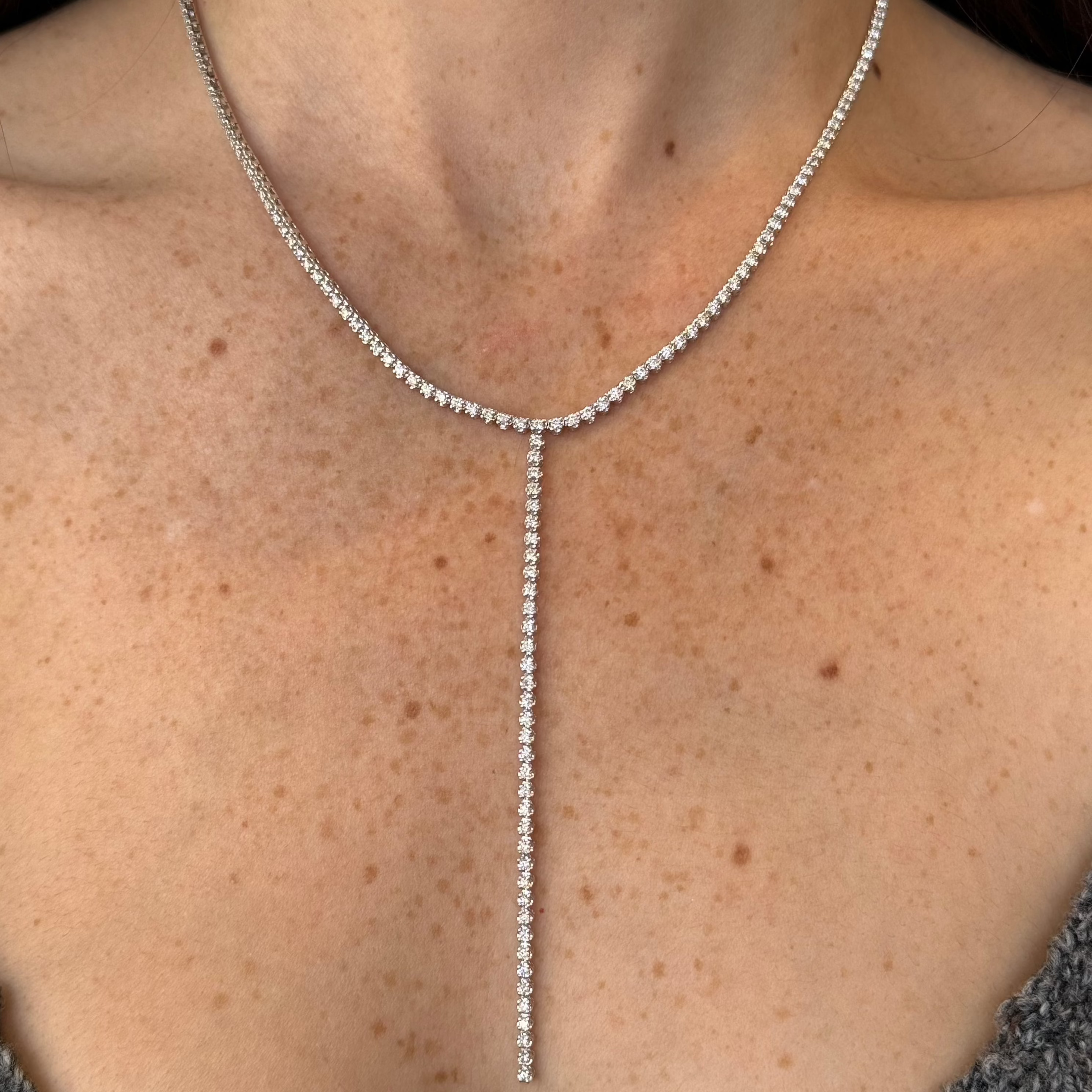Cecil Half Diamond Lariat Tennis Necklace 1.50 ct.
