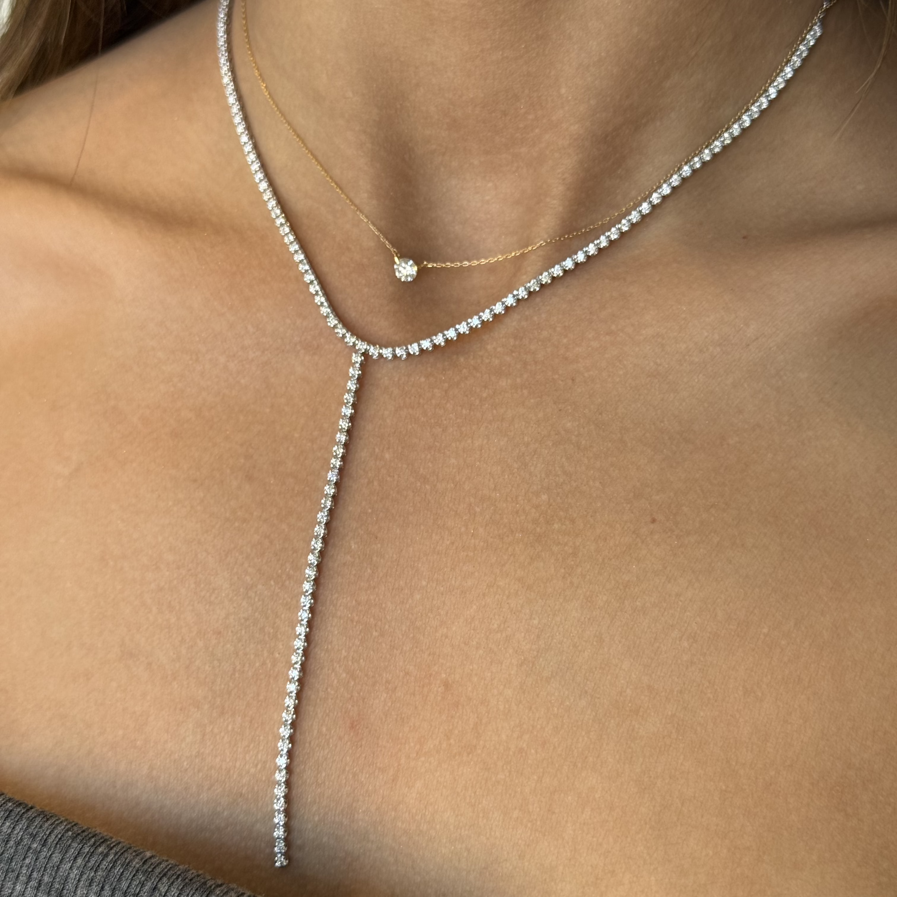 Cecil Half Diamond Lariat Tennis Necklace 1.50 ct.