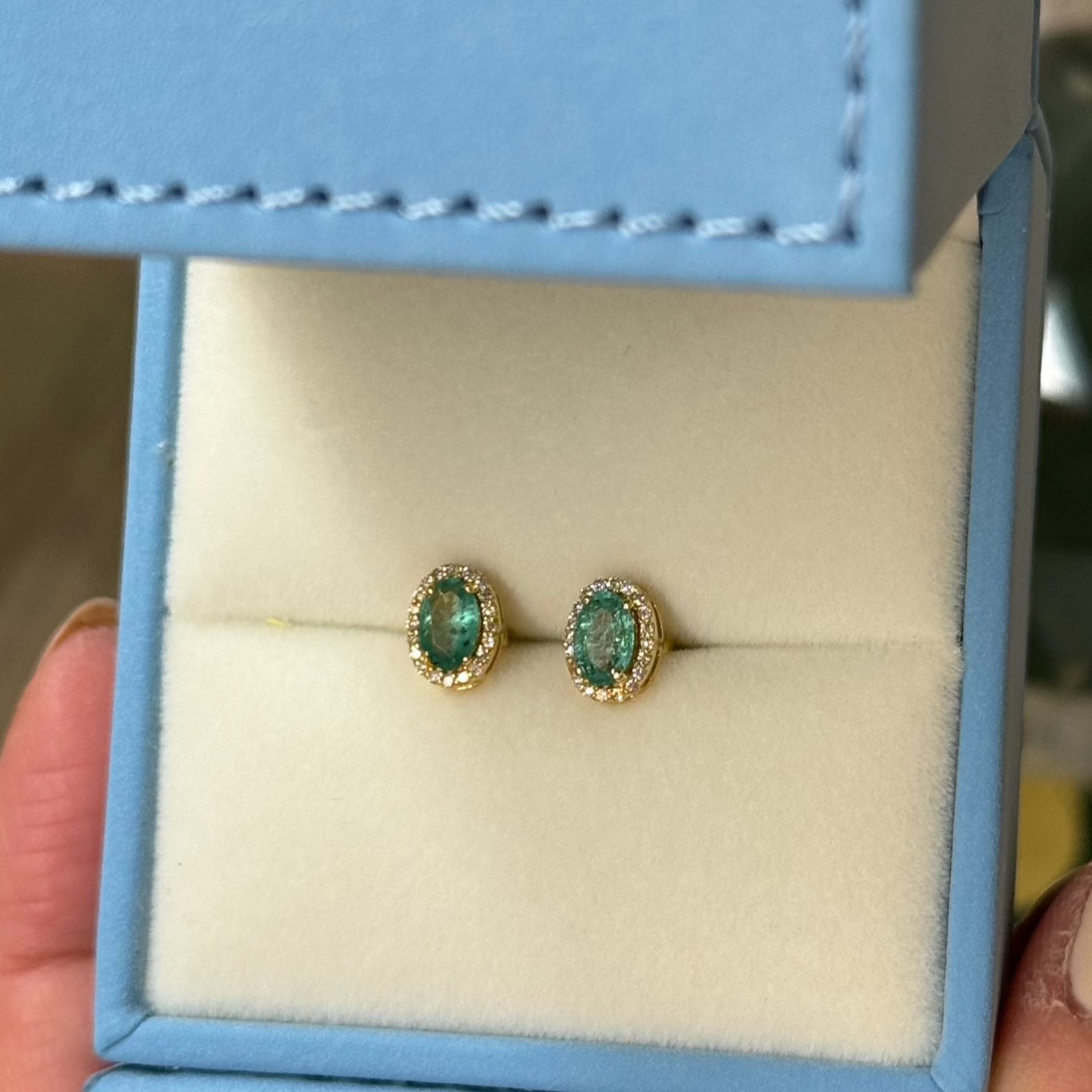 Portia Emerald Diamond Studs
