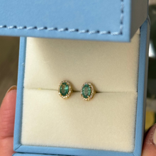 Load image into Gallery viewer, Portia Emerald Diamond Studs
