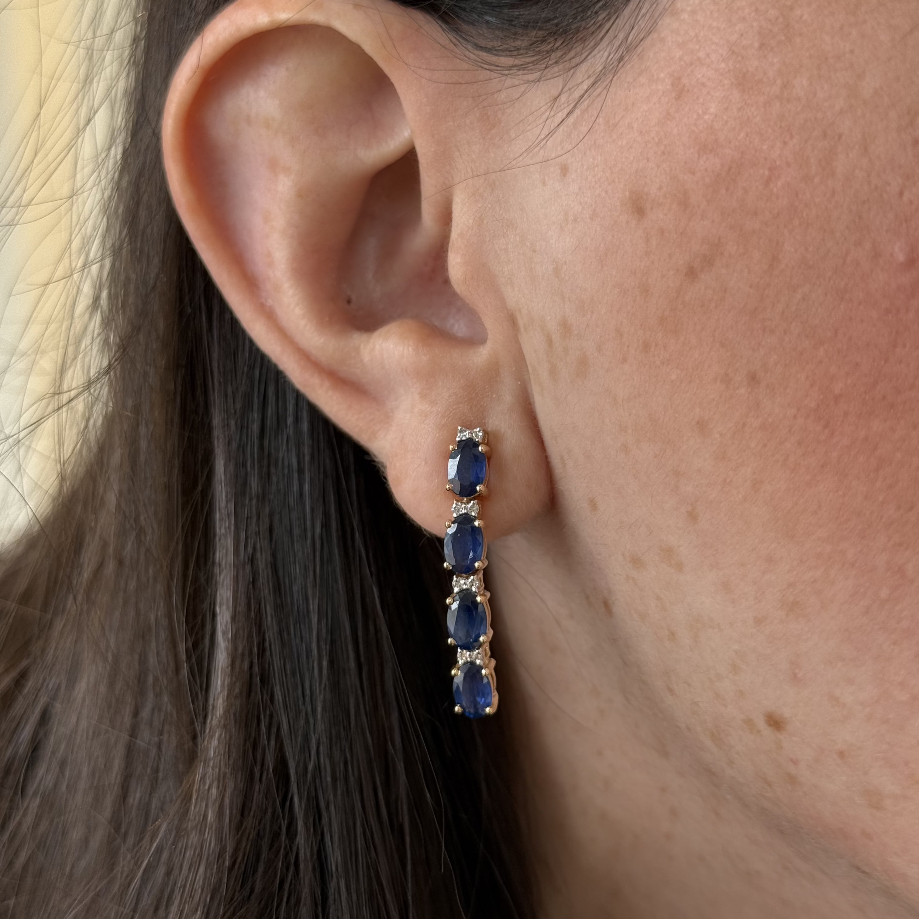 Sabrina Sapphire Diamond Long Earrings