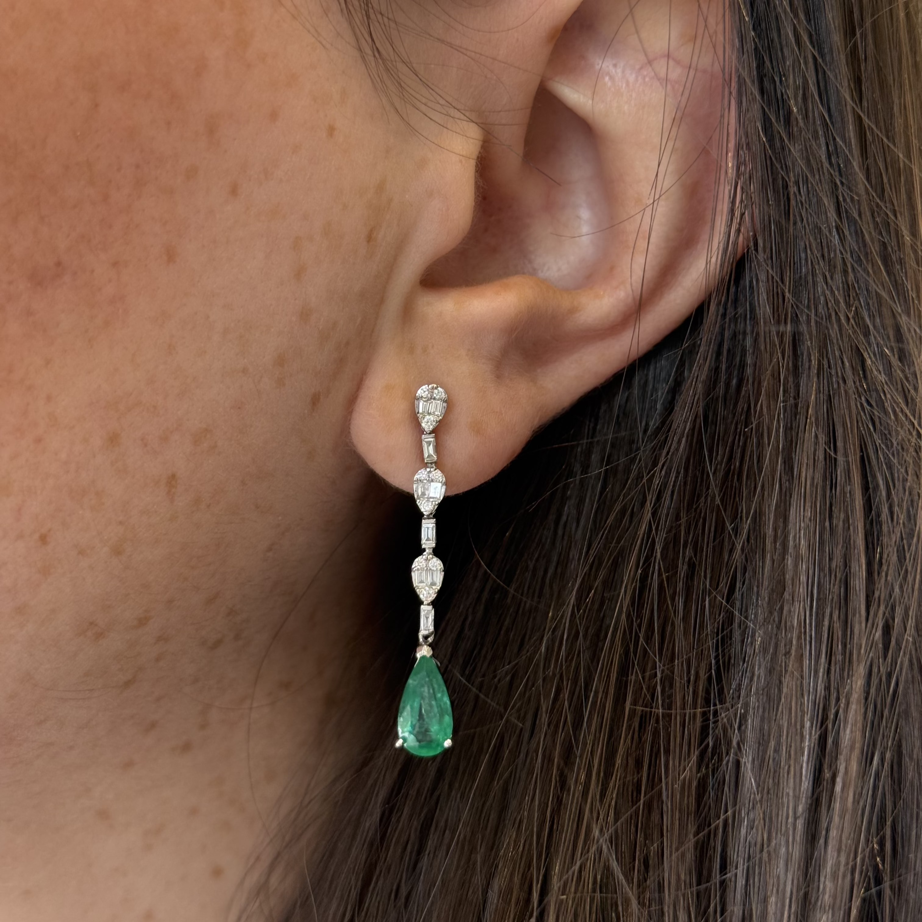 Malia Emerald Diamond Long Earrings