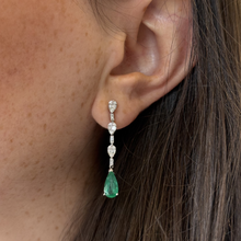 Load image into Gallery viewer, Malia Emerald Diamond Long Earrings
