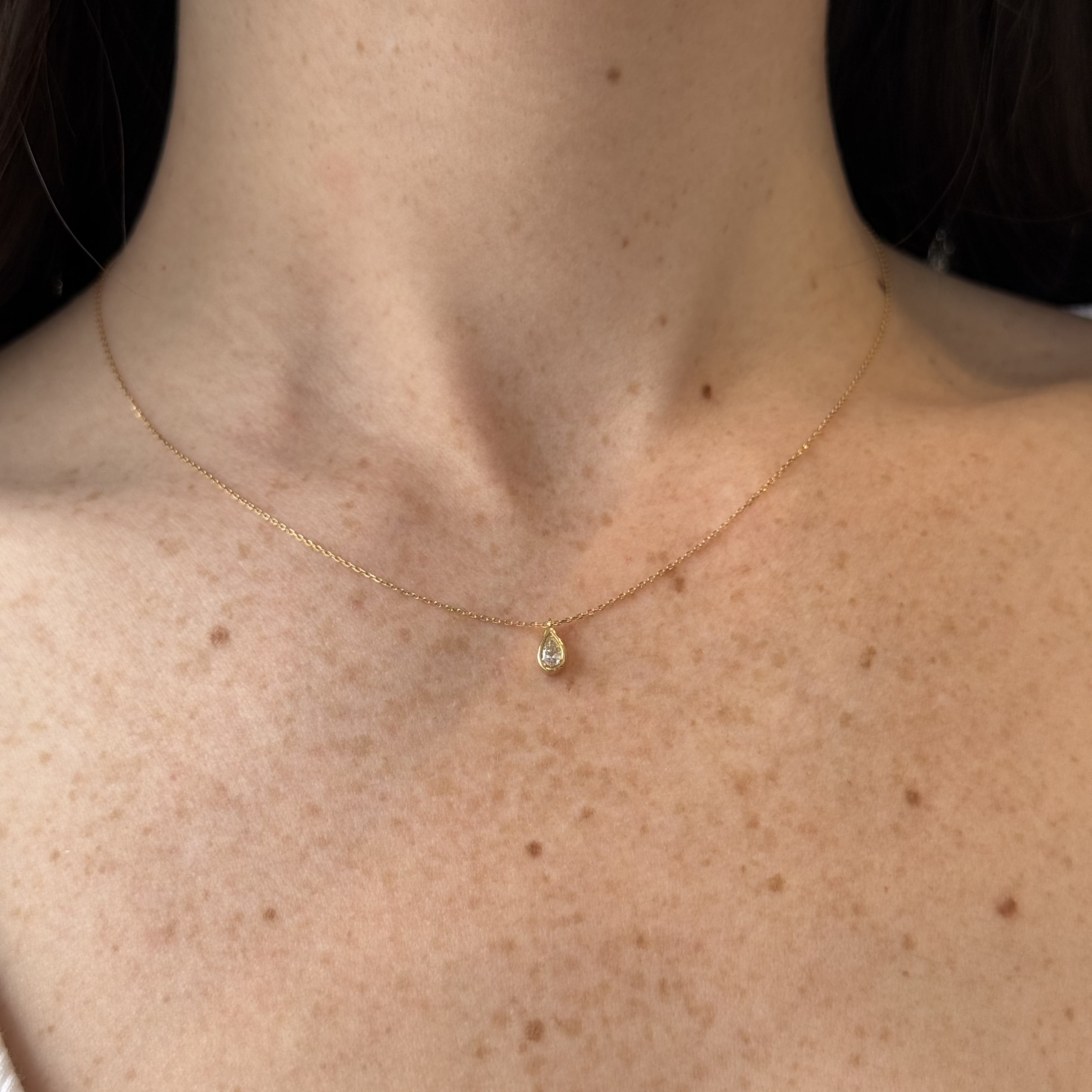 Constanza Bezel Pear Diamond Necklace 0.18 ct.
