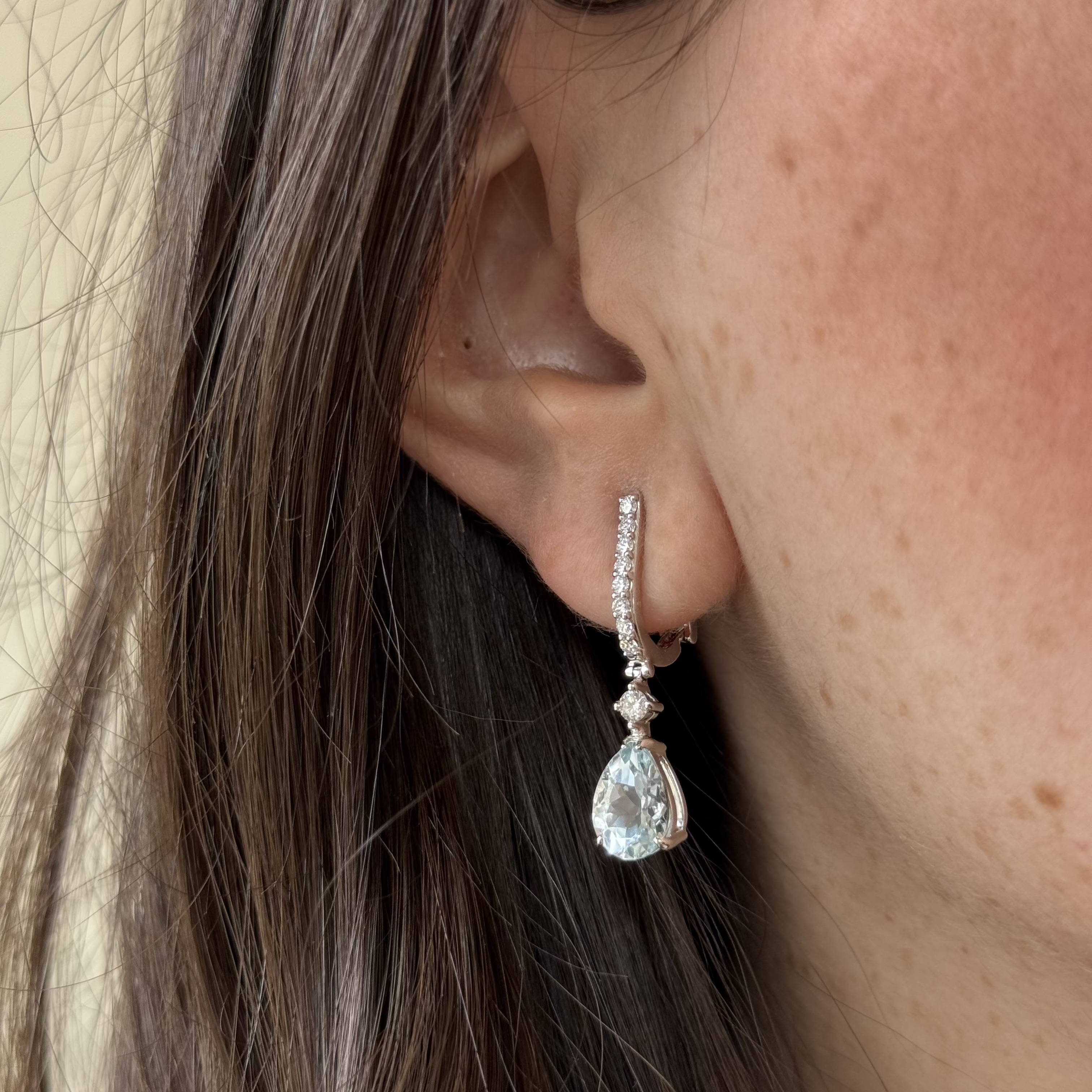 Angelique Aquamarine Diamond Long Earrings