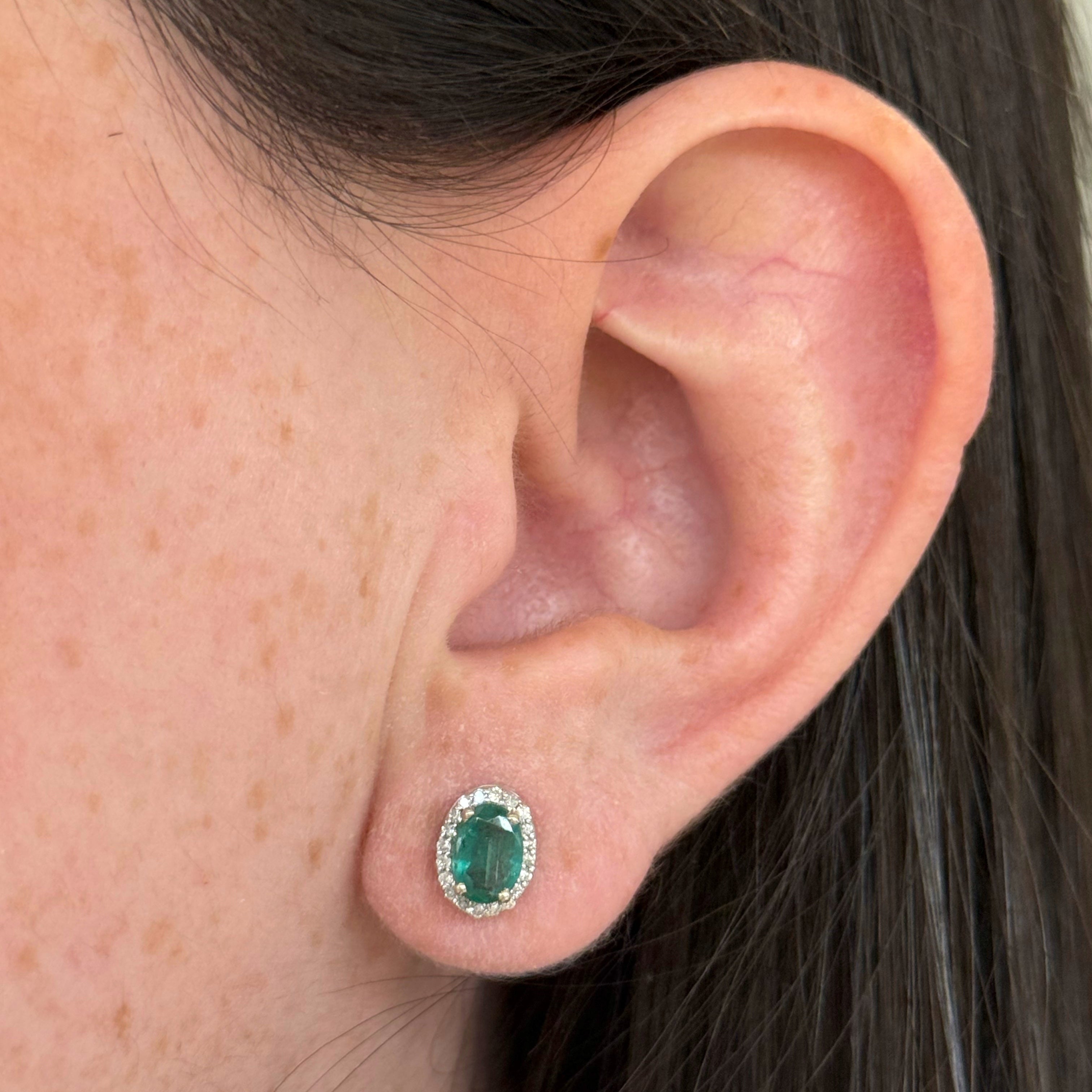 Portia Emerald Diamond Studs