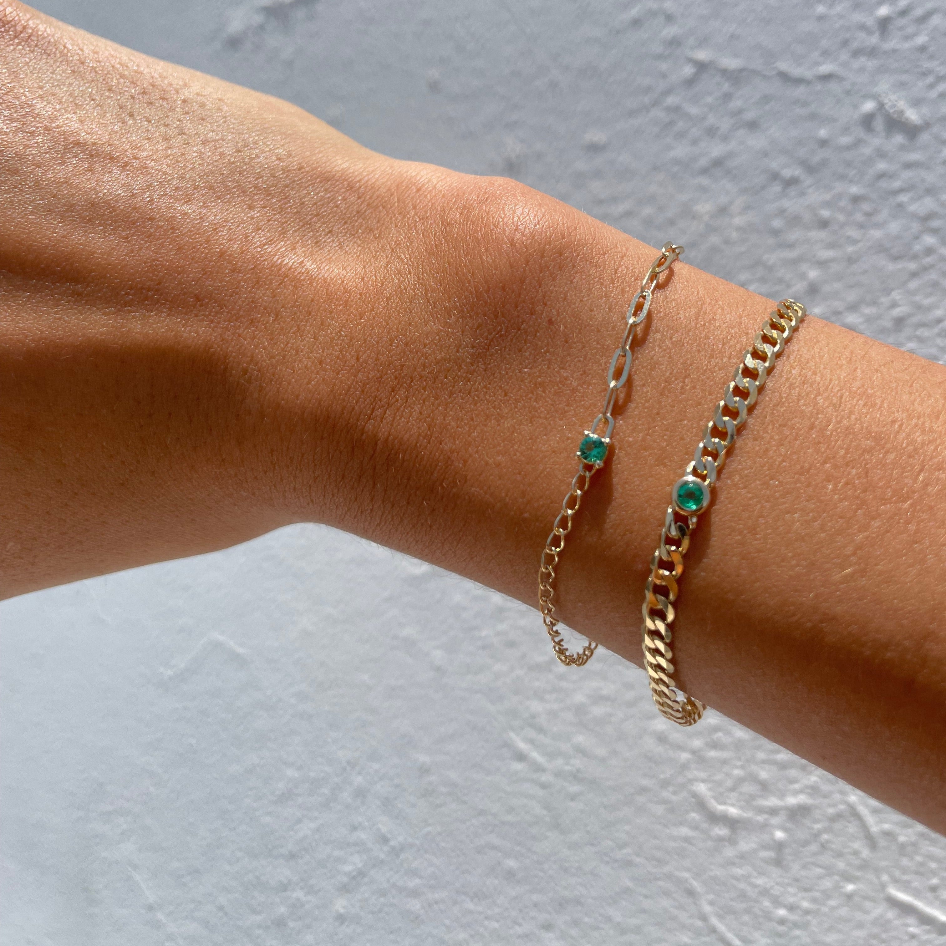 Fabiola Emerald Cuban Gold Bracelet