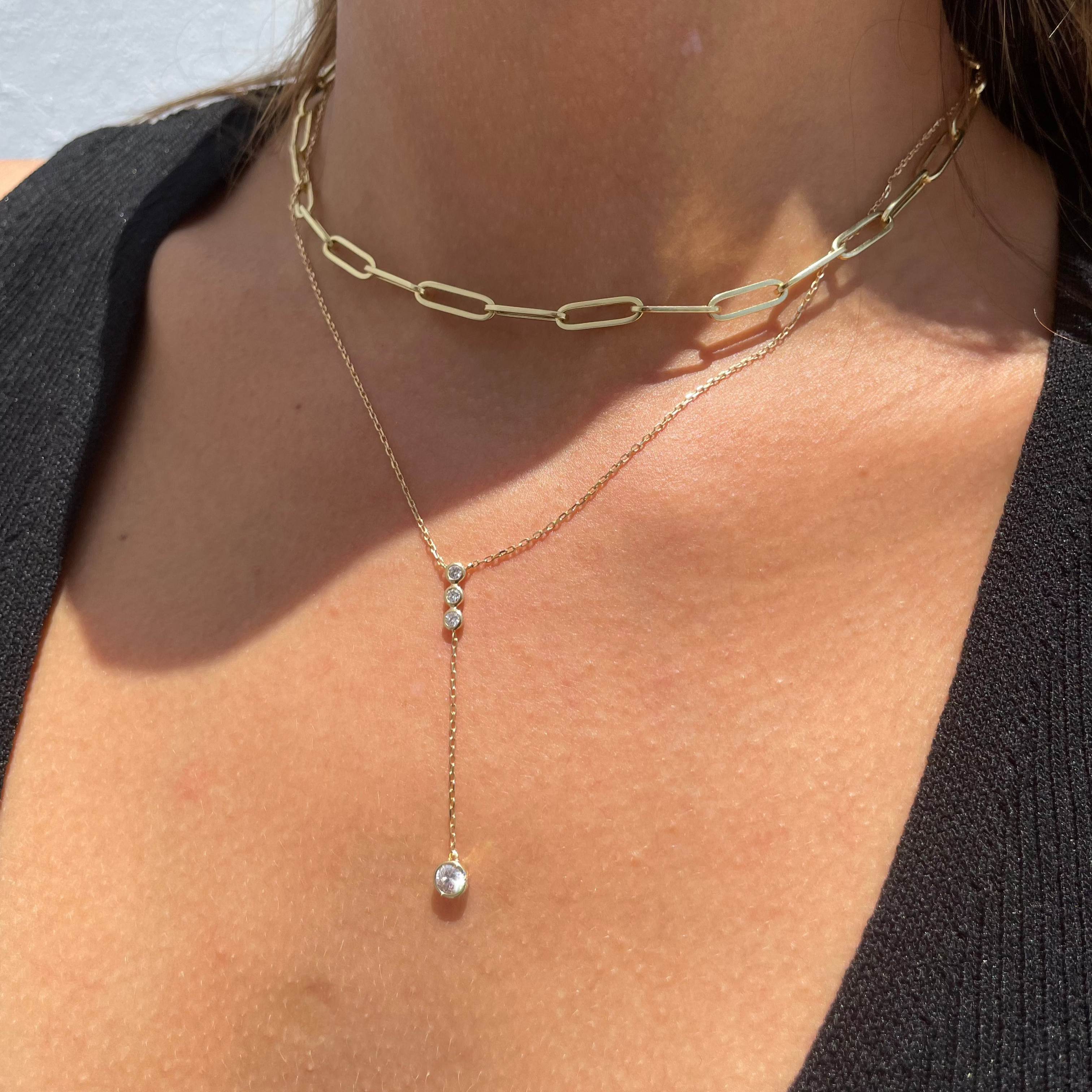 Olaya Bezel Lariat Necklace