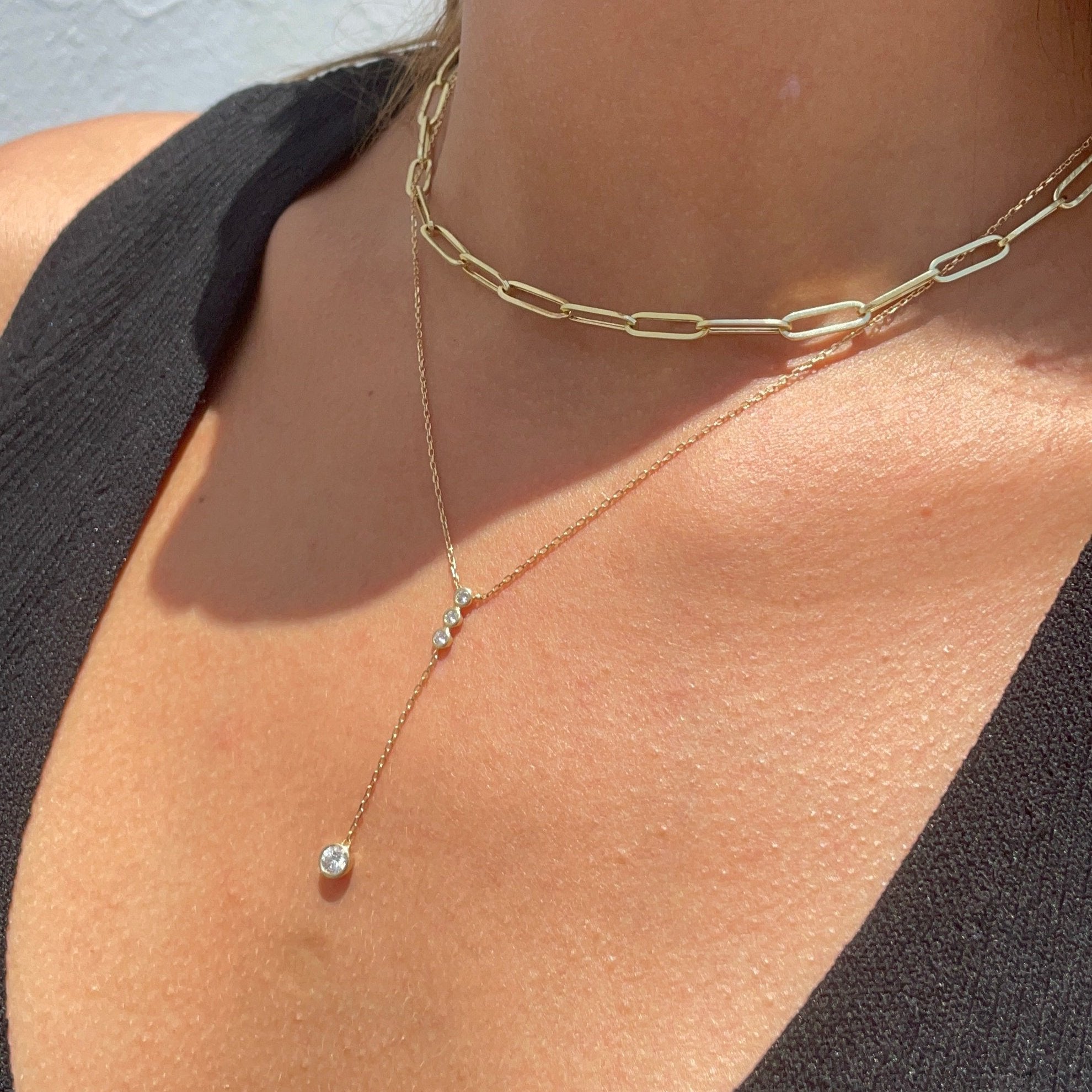 Olaya Bezel Lariat Necklace