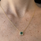 Pamela Princess Cut Emerald Diamond Necklace