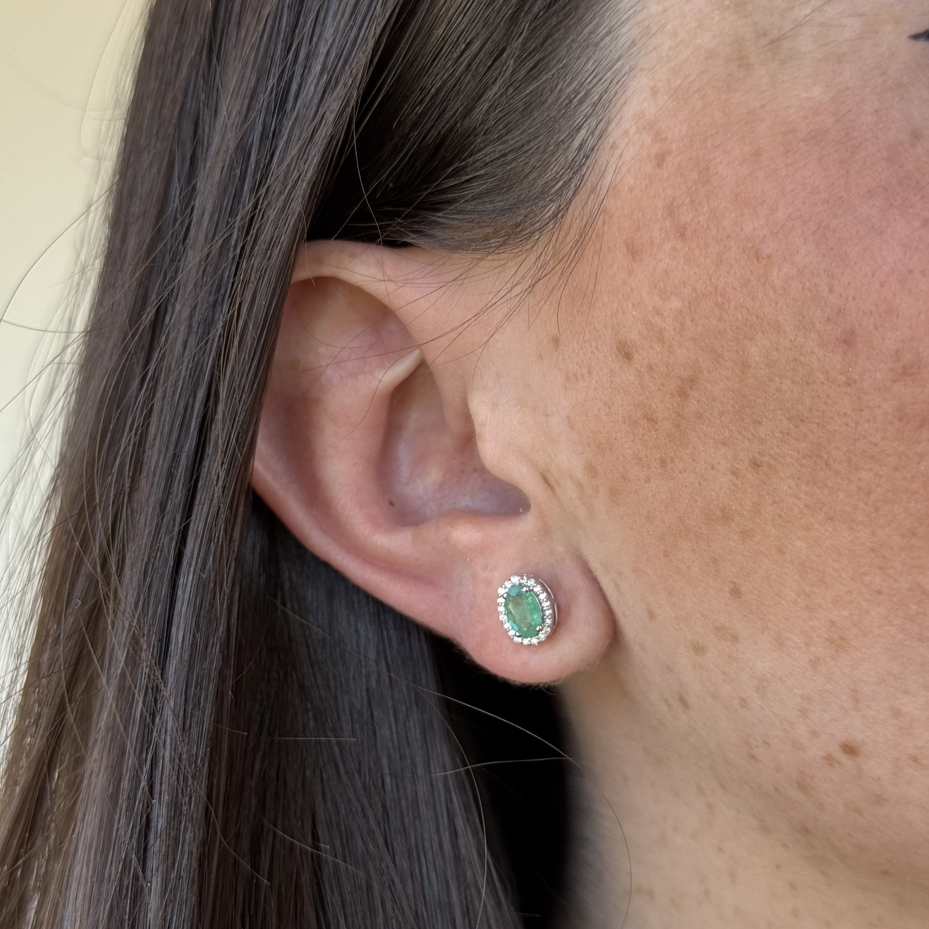 Portia Emerald Diamond Studs