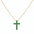 Paige Emerald Cross Necklace
