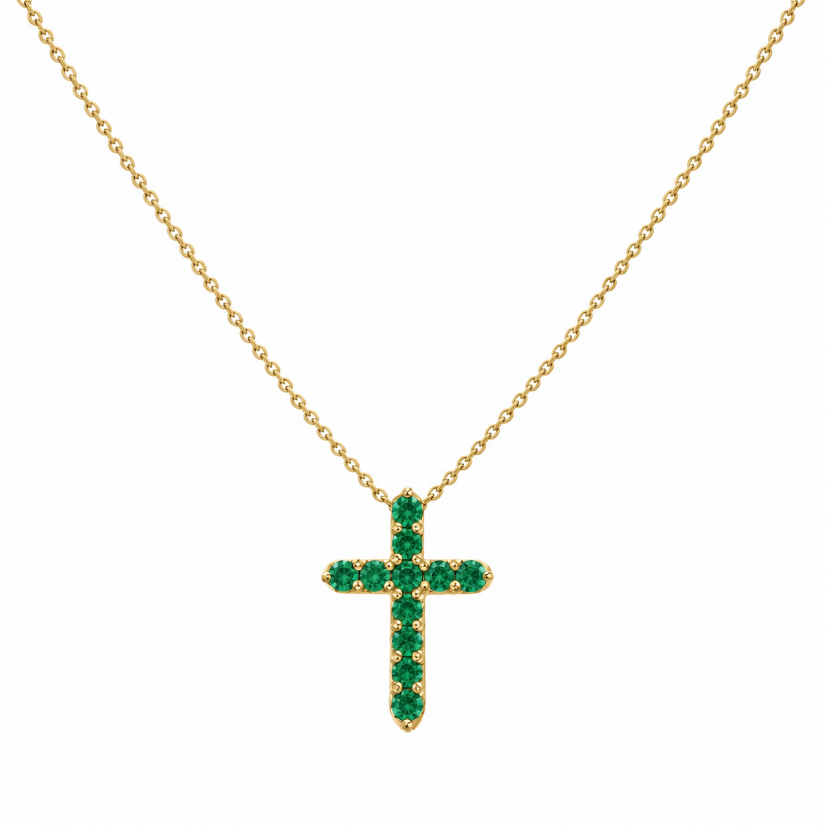 Paige Emerald Cross Necklace