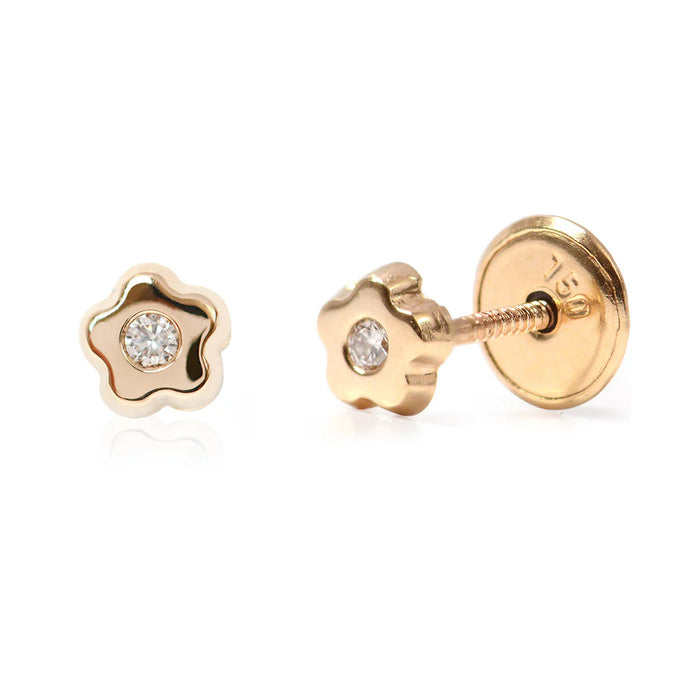 Angelina Gold Flower Baby Earrings